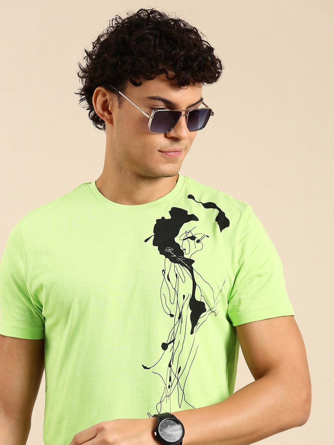 

Being Human Graphic Printed Pure Cotton T-shirt, Green