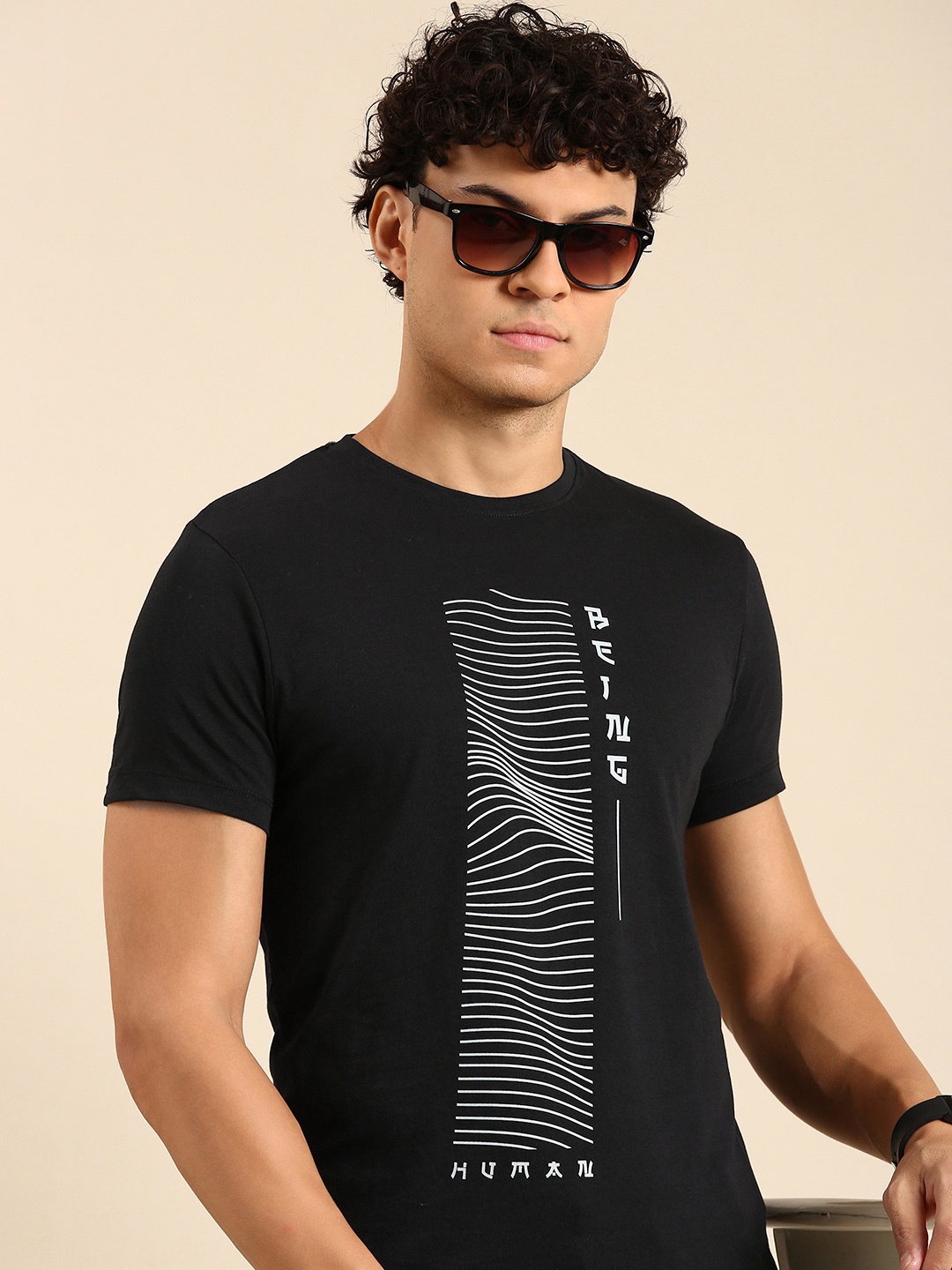 

Being Human Graphic Printed Pure Cotton T-shirt, Black