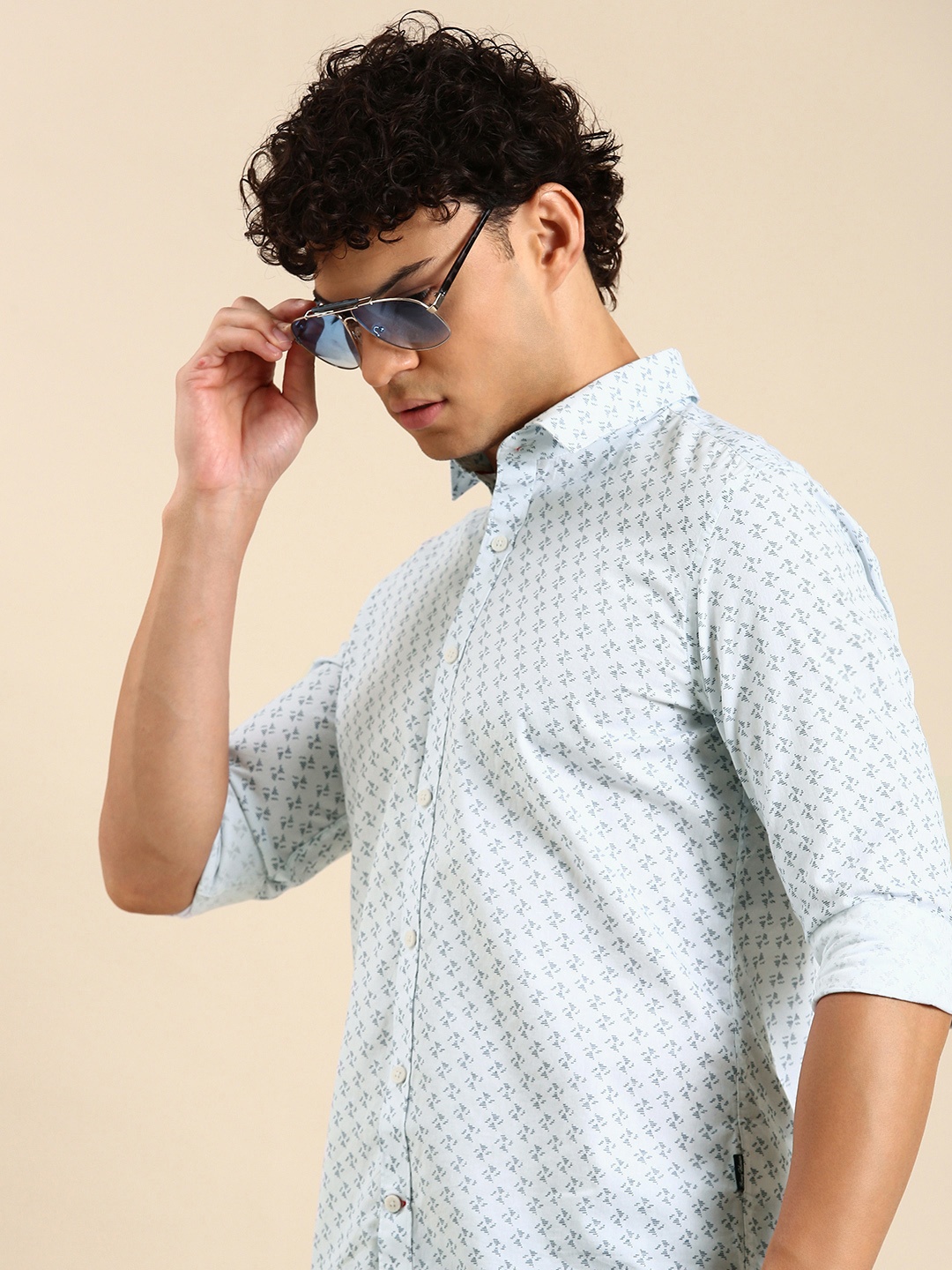 

Being Human Pure Cotton Slim Fit Printed Casual Shirt, Blue
