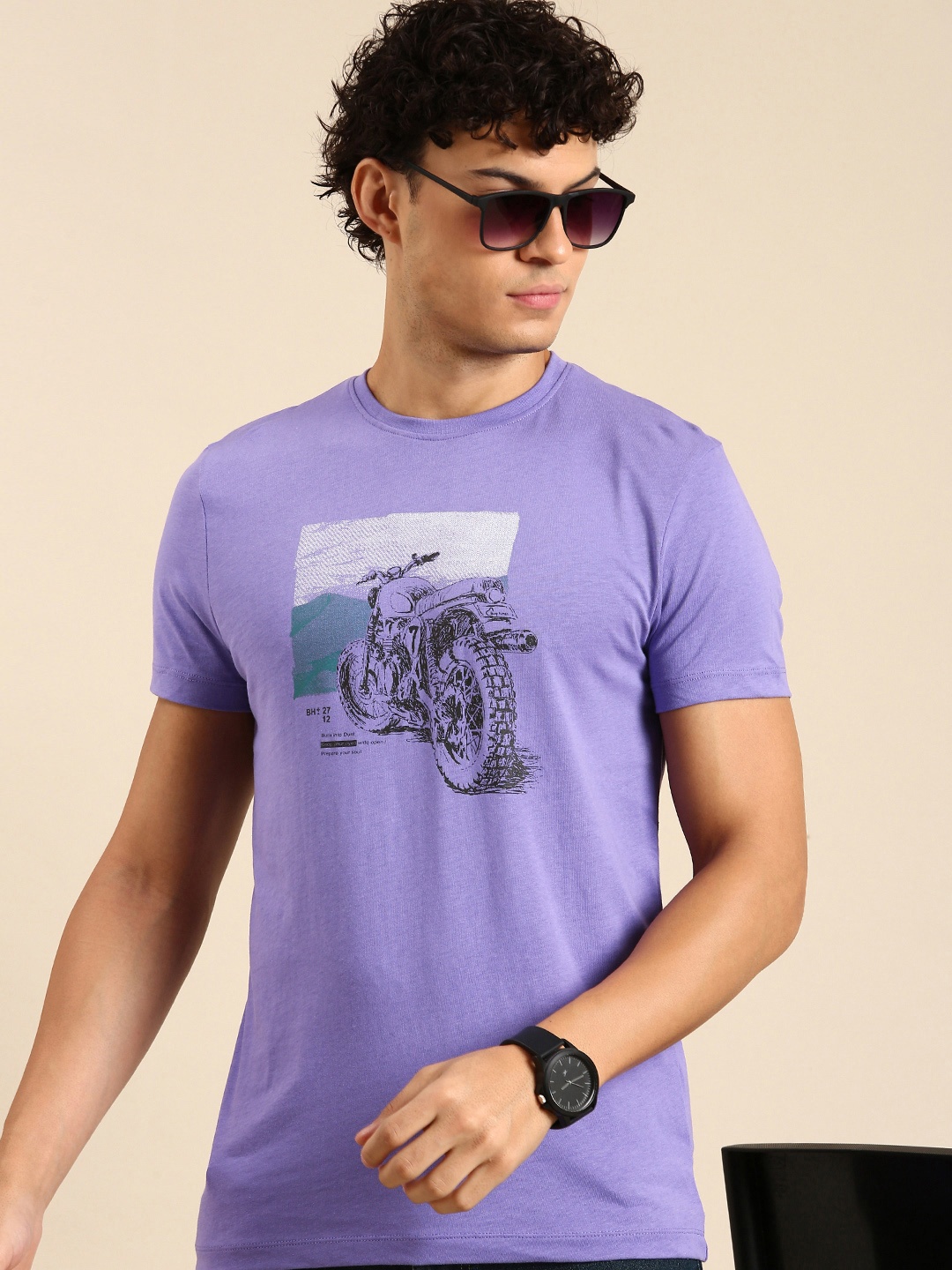 

Being Human Printed Pure Cotton T-shirt, Purple