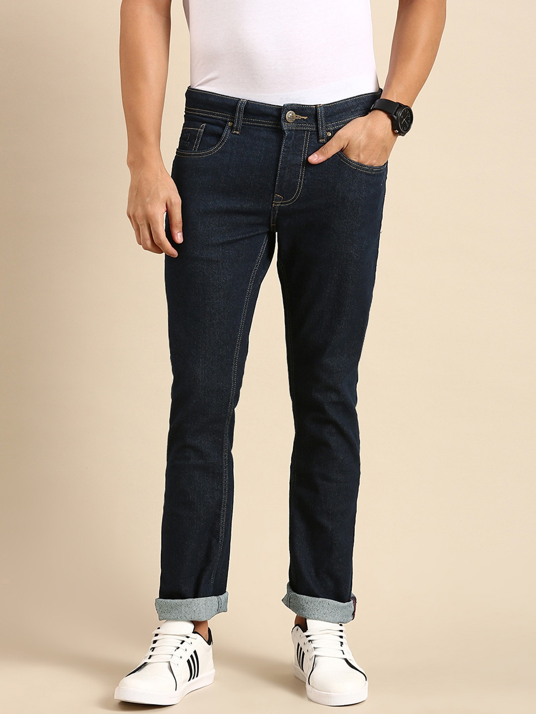 

Being Human Men Straight Fit Stretchable Jeans, Blue