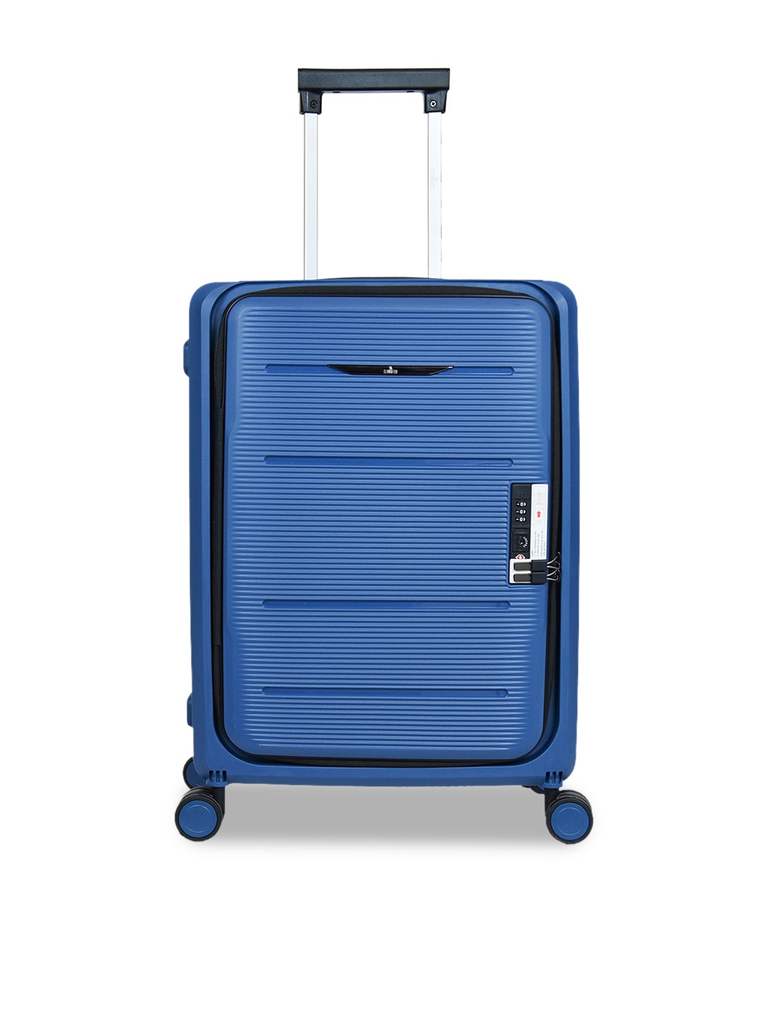 

THE CLOWNFISH Collapsible Textured Hard Sided Small Wheel Foldable Trolley Bag, Blue