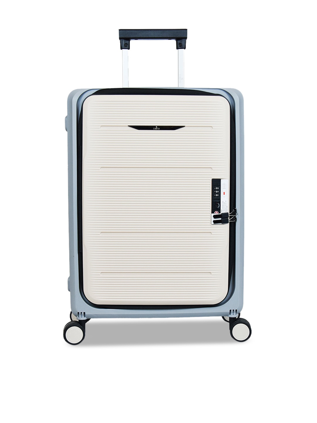 

THE CLOWNFISH Textured Hard Sided Small Wheel Foldable Trolley Bag, Beige