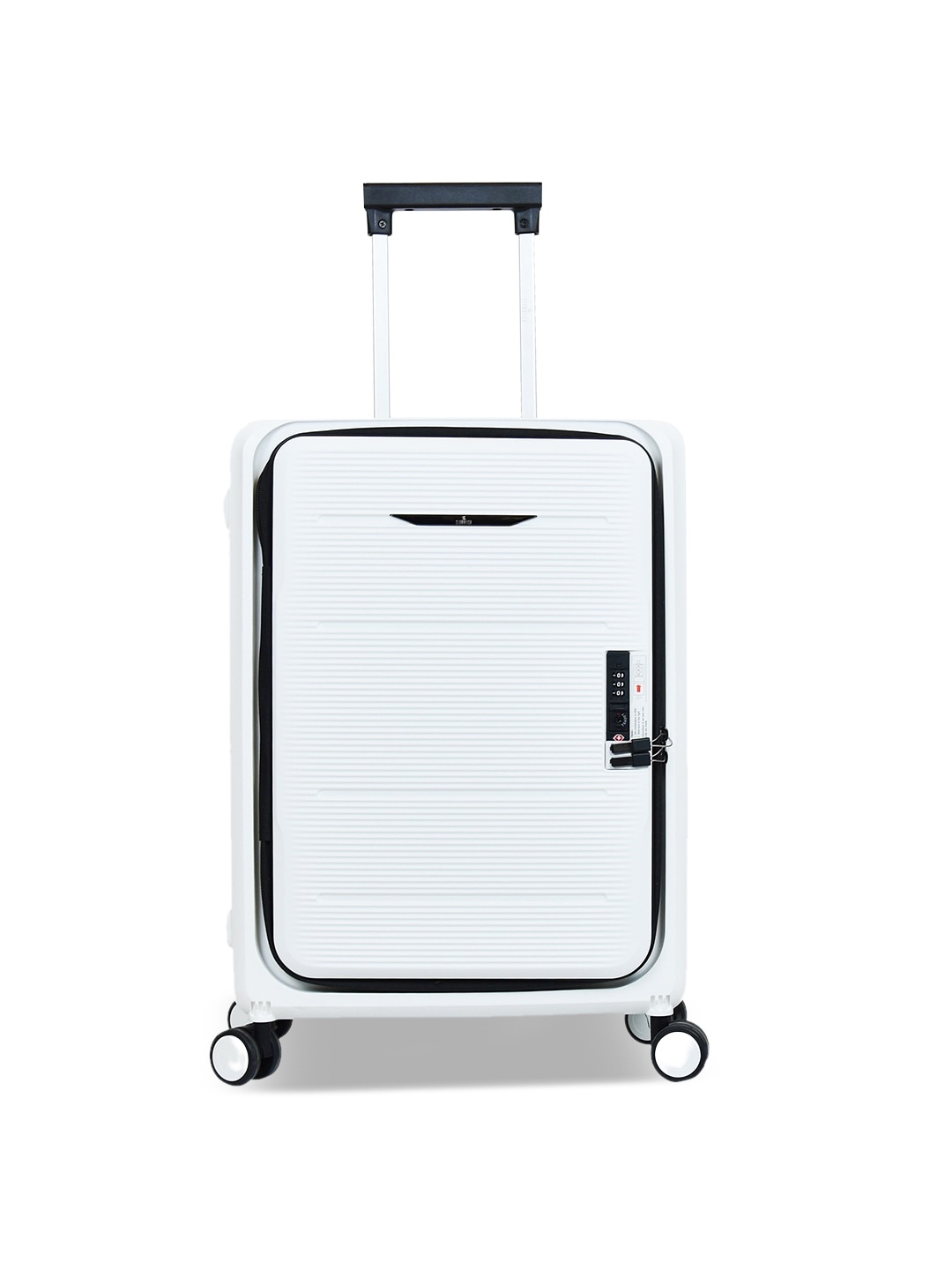 

THE CLOWNFISH Collapsible Textured Hard Case Small Wheel Foldable Trolley Suitcase, White