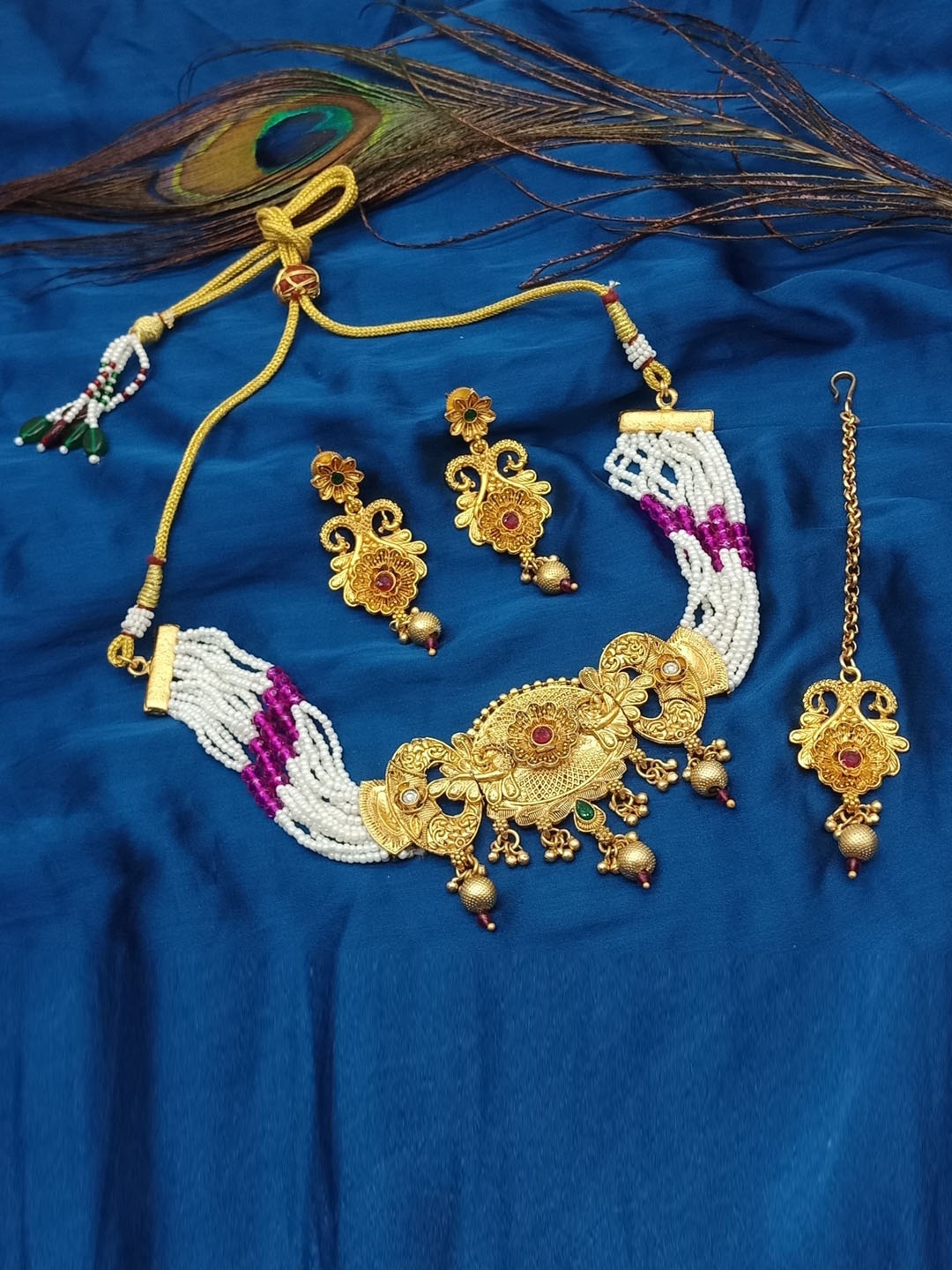 

AASHISH IMITATION Gold-Plated Beaded Jewellery Set