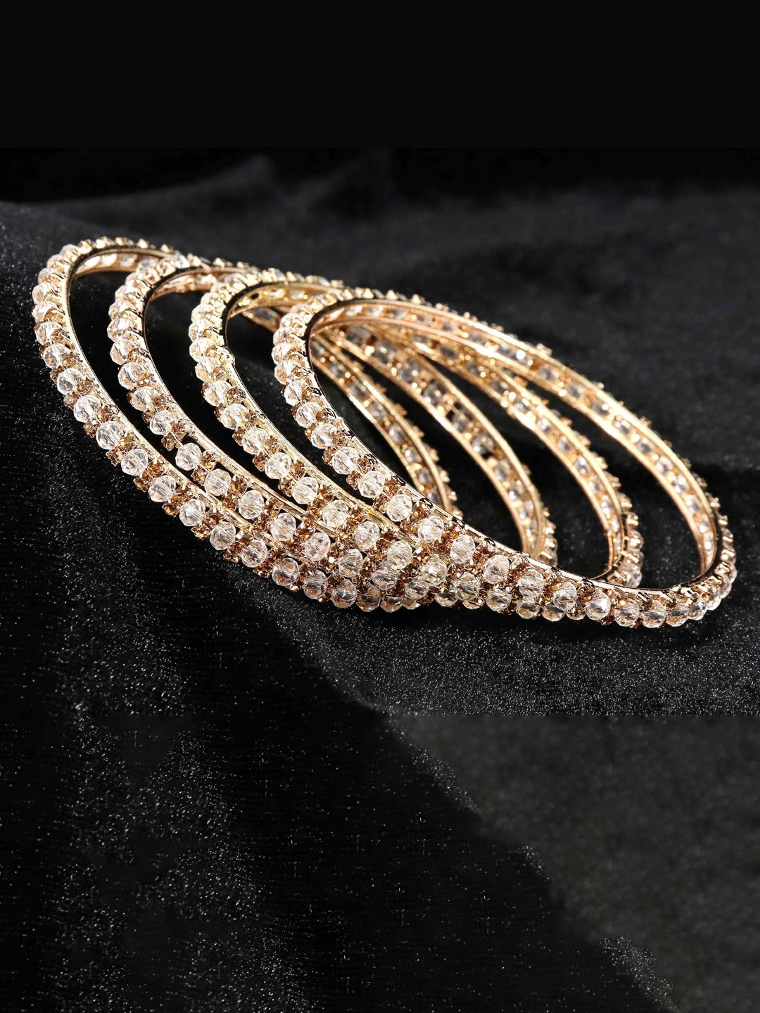 

NMII Set Of 4 Gold-Plated Gemstone-Studded Bangle