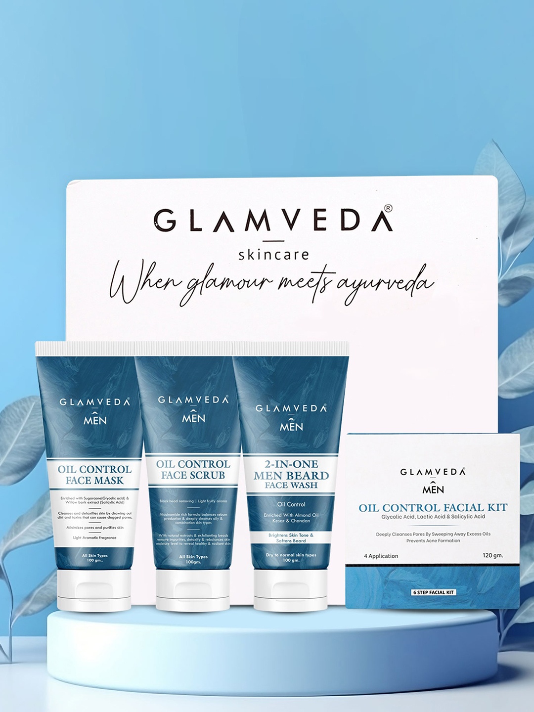 

GLAMVEDA Men 4-Step Oil Control Combo, Blue