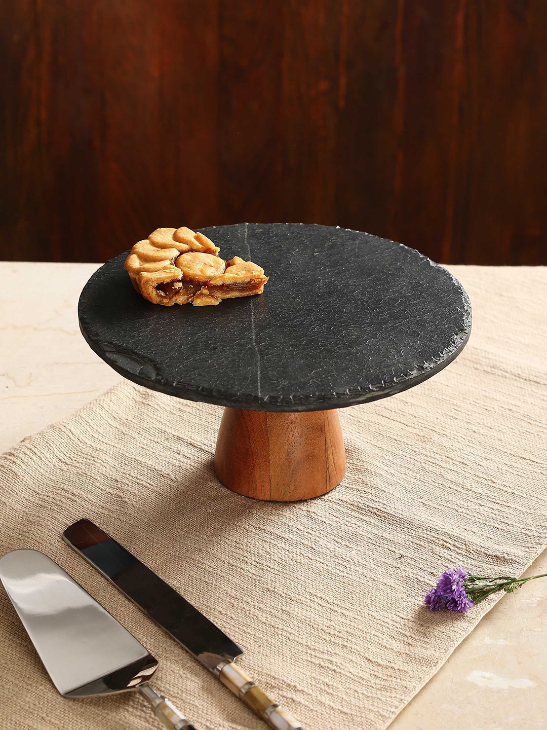 

Amoliconcepts Serene Celebrations Black Stone Raw Edges Cake Stand