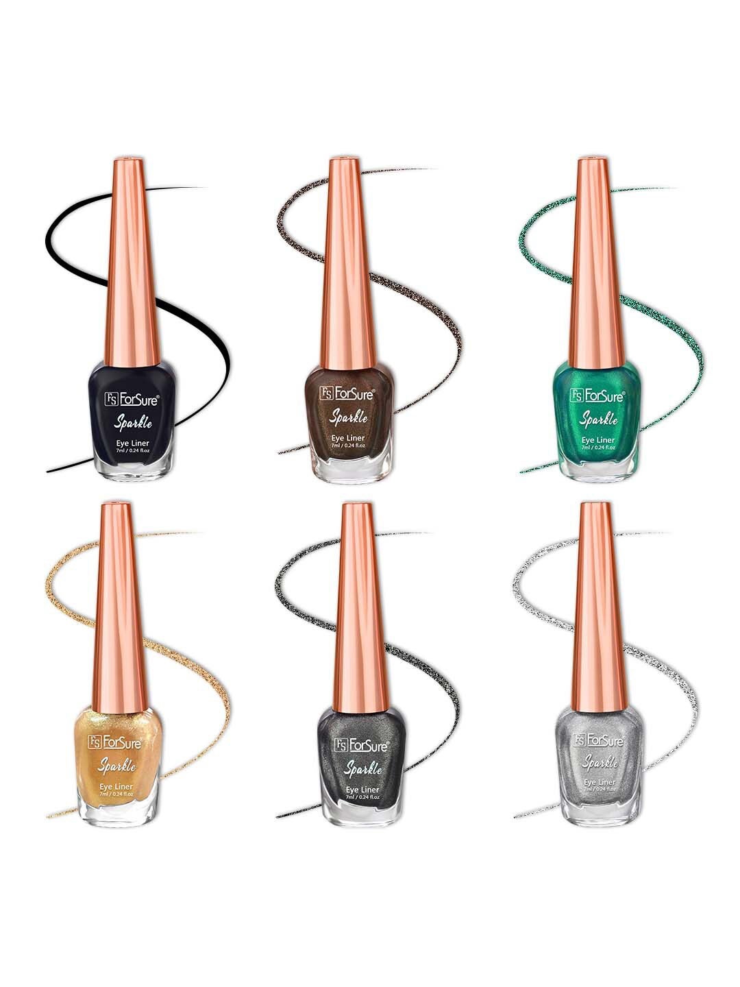 

ForSure Set of 6 Sparkle Shine Glitter Liquid Eyeliners 7 ml Each - 01, 04, 05, 06, 07, 08, Multi