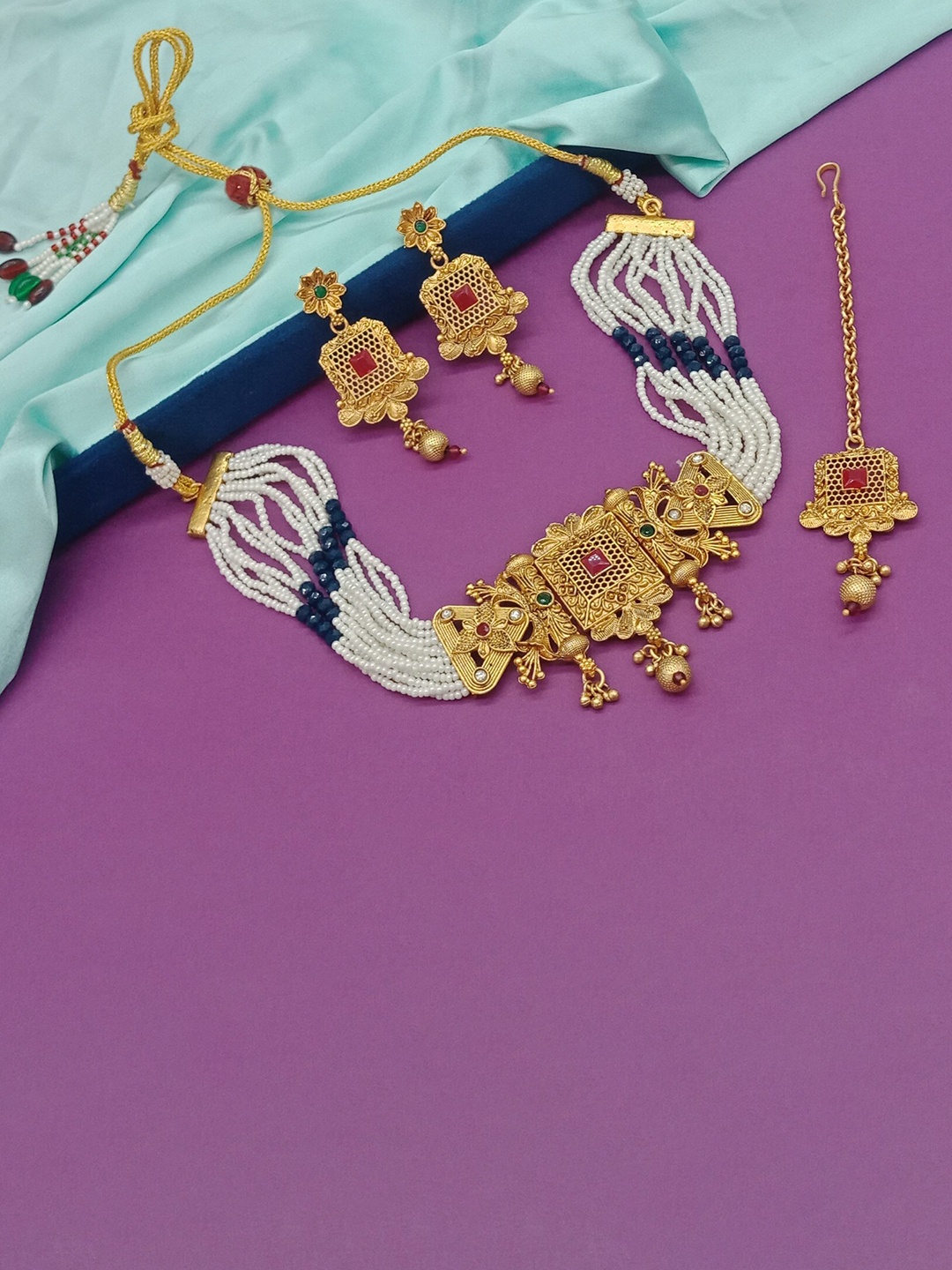 

AASHISH IMITATION Gold-Plated Beaded Jewellery Set