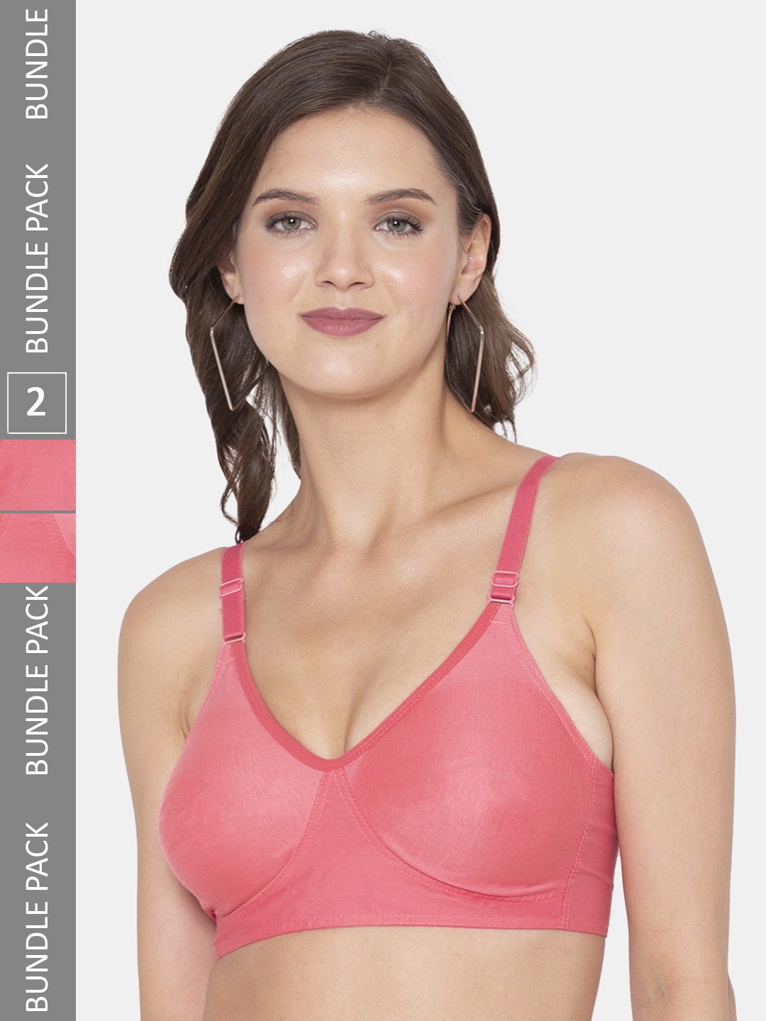 

Souminie Pack Of 2 Non-Padded Full Coverage Seamless Cotton Bra, Peach