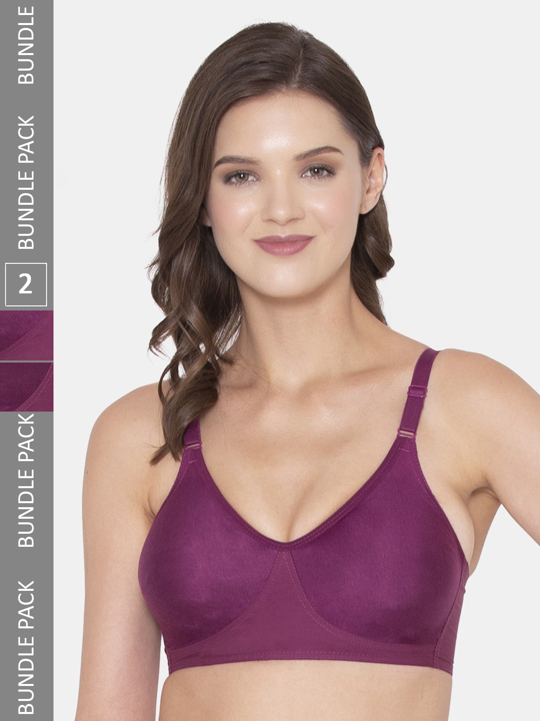 

Souminie Pack Of 2 Non-Padded Full Coverage All Day Comfort Seamless Cotton Everyday Bra, Magenta