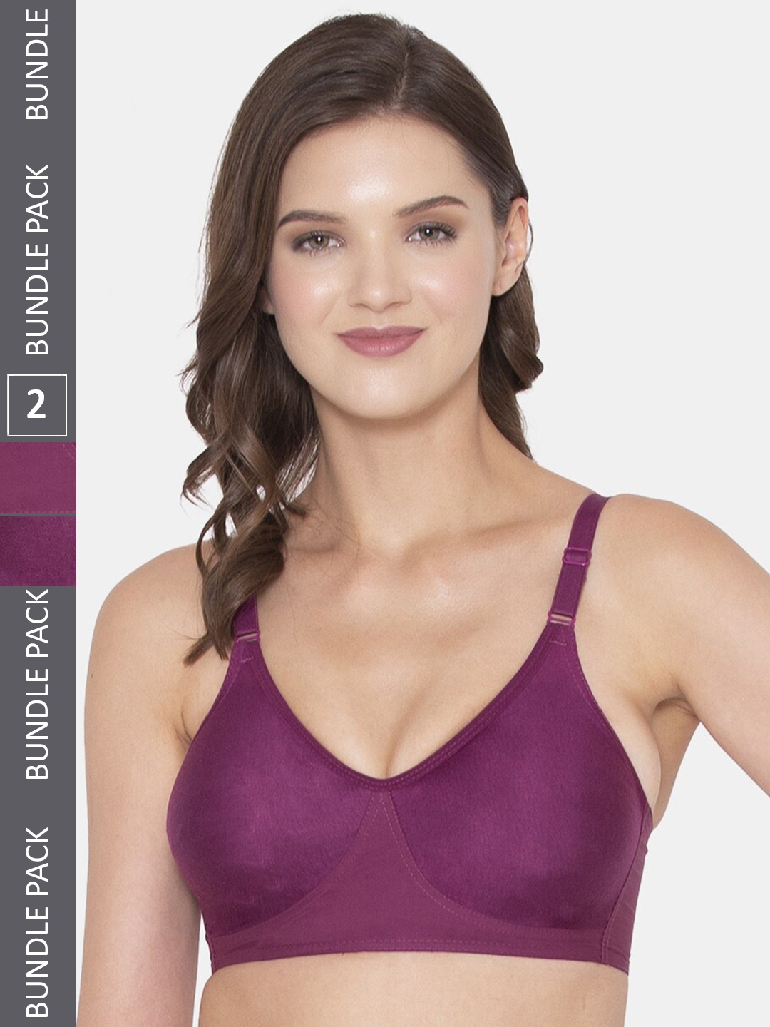 

Souminie Pack Of 2 Full Coverage Seamless All Day Comfort Non-Padded Everyday Bras, Purple
