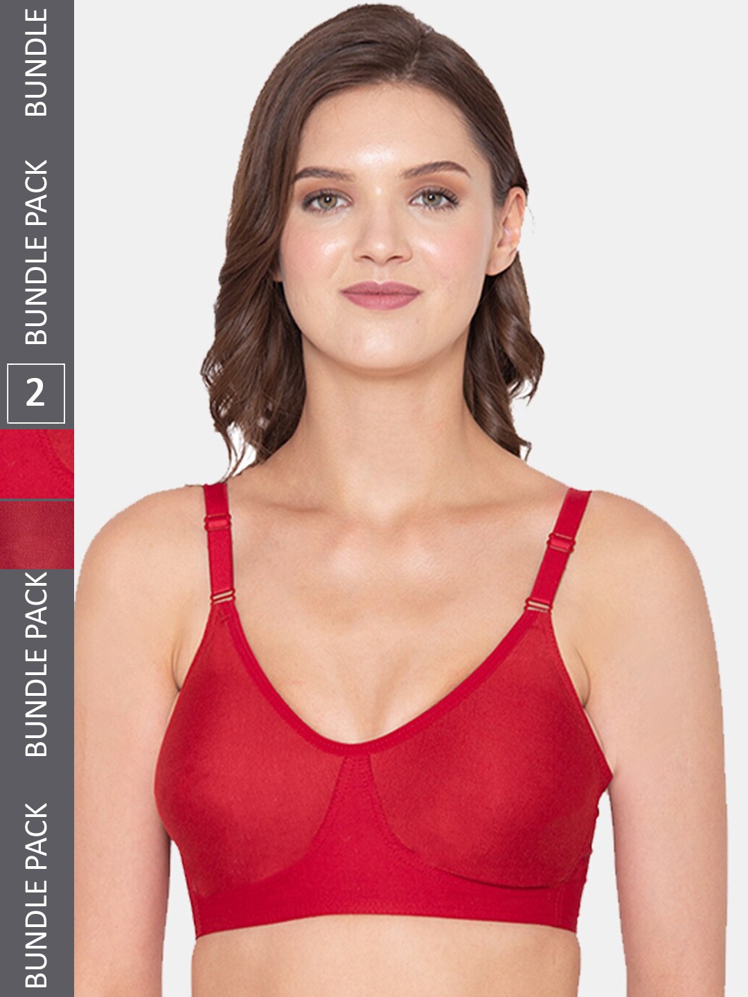 

Souminie Pack Of 2 Full Coverage All Day Comfort Non-Padded Cotton Everyday Bra, Red