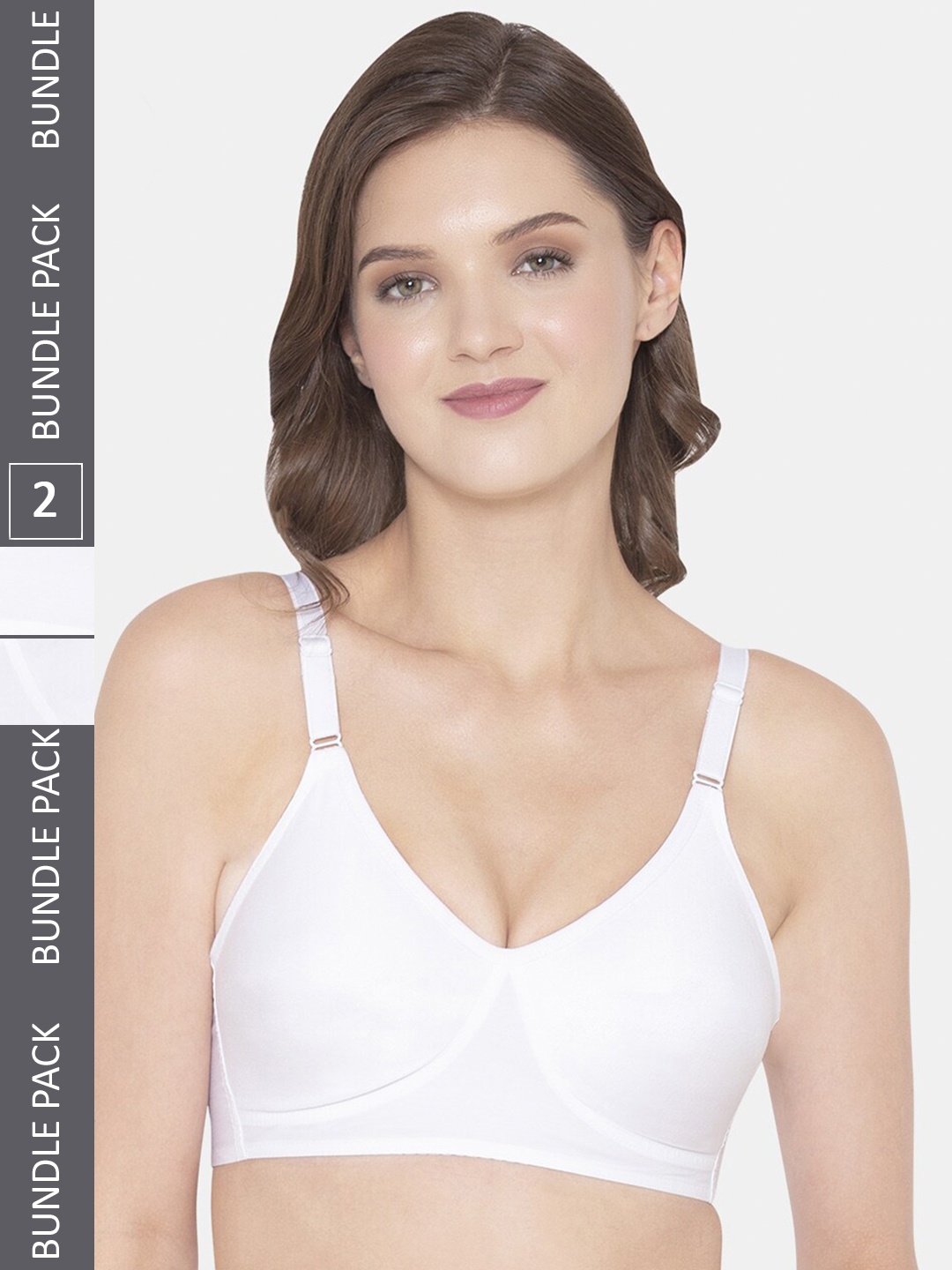 

Souminie Pack Of 2 Full Coverage Seamless All Day Comfort Classic-Fit Cotton Everyday Bra, White