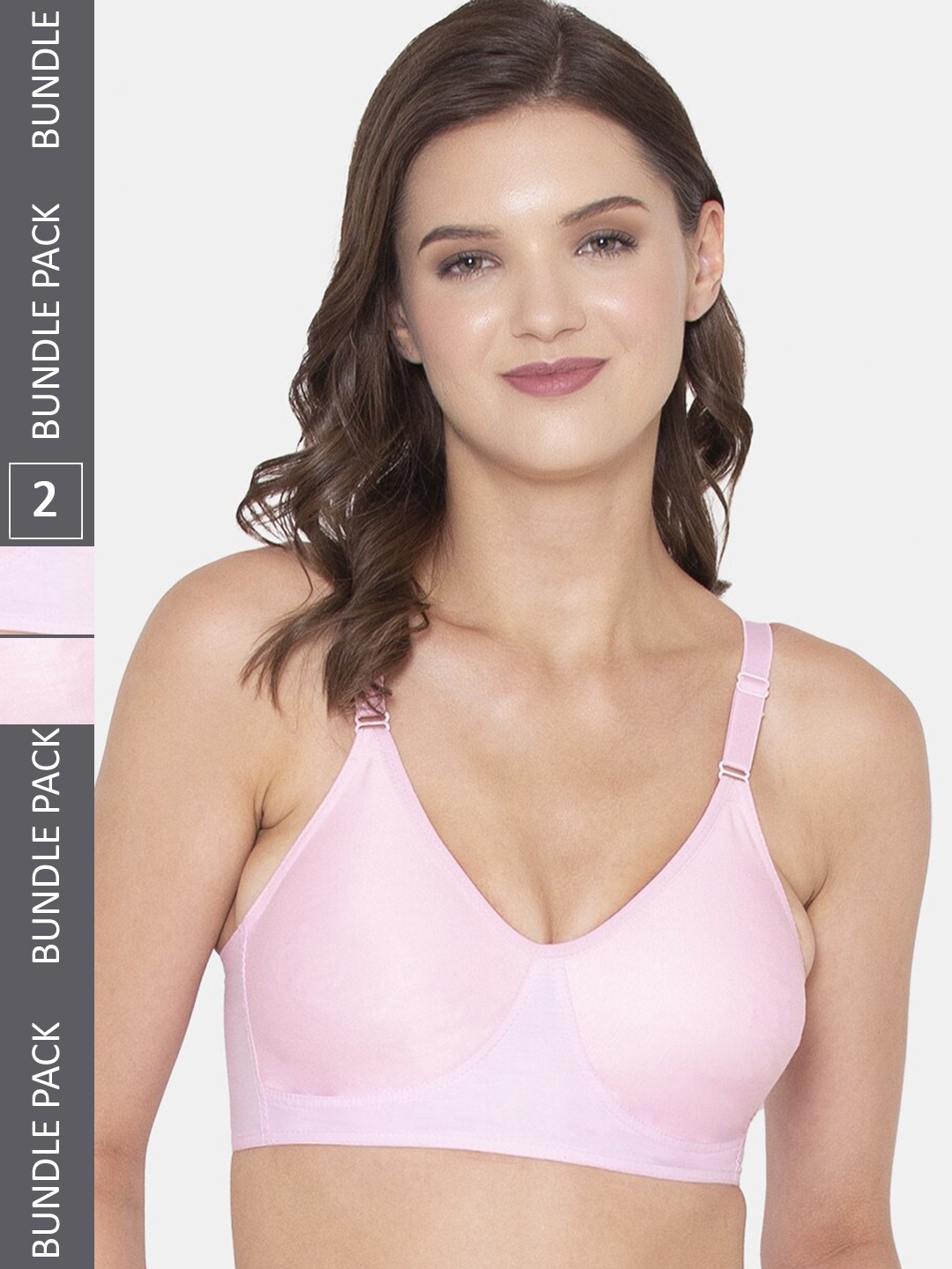 

Souminie Pack Of 2 Full Coverage Non-Padded All Day Comfort Cotton Everyday Bra, Pink