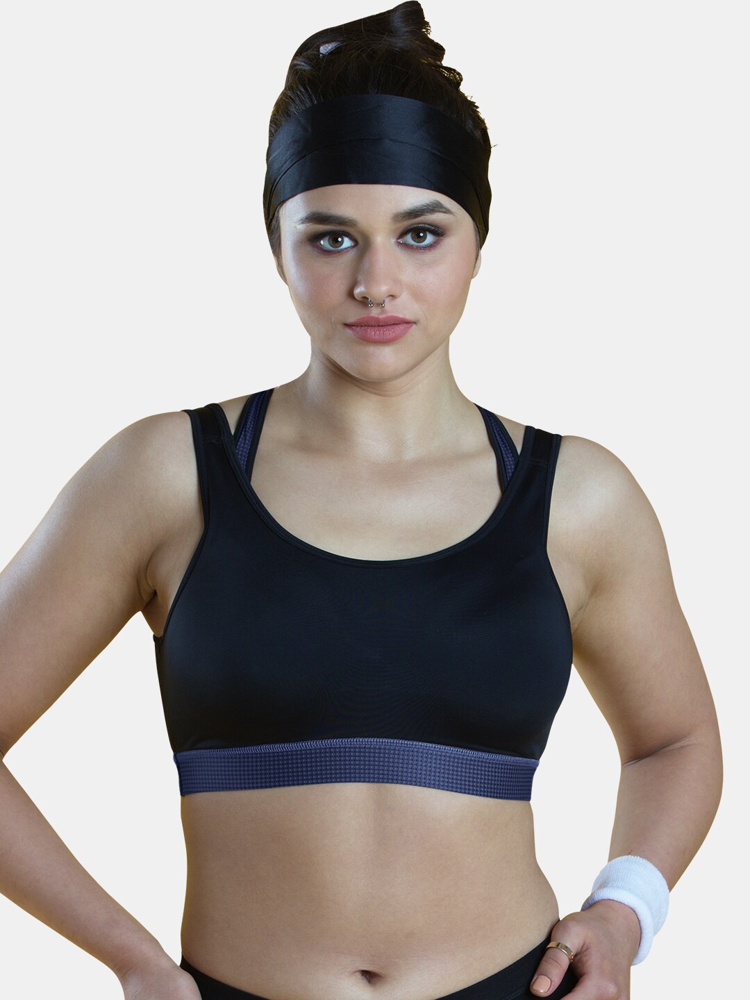 

Dazzle Full Coverage Lightly Padded All Day Comfort Racerback Seamless Sports Bra, Navy blue