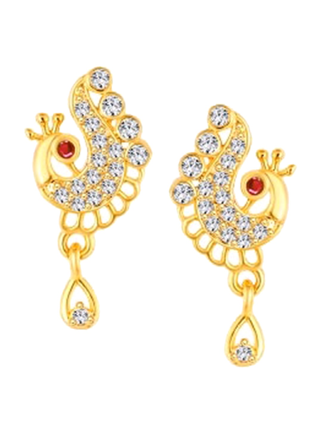 Vighnaharta Gold-Plated Stone-Studded Drop Earrings