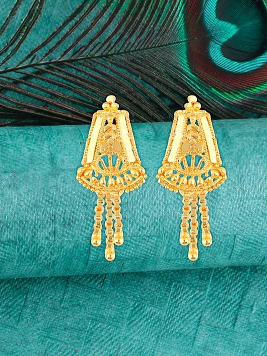 

Vighnaharta Gold-Plated Drop Earrings