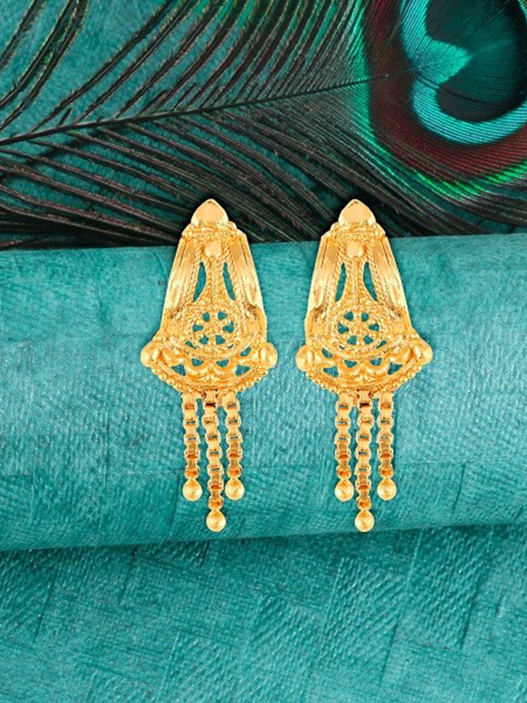 

Vighnaharta Gold-Plated Drop Earrings