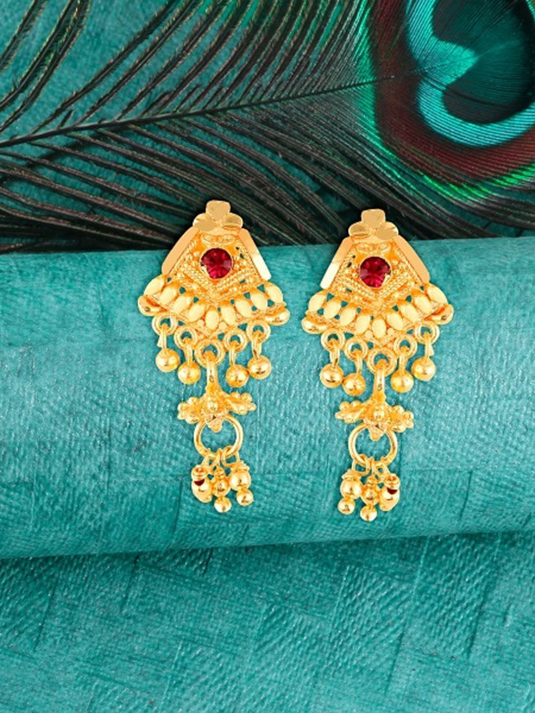 

Vighnaharta Gold-Plated Drop Earrings