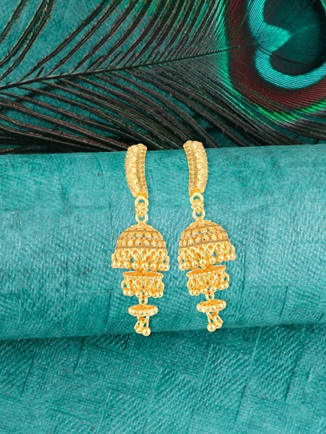 

Vighnaharta Gold-Plated Dome Shaped Jhumkas