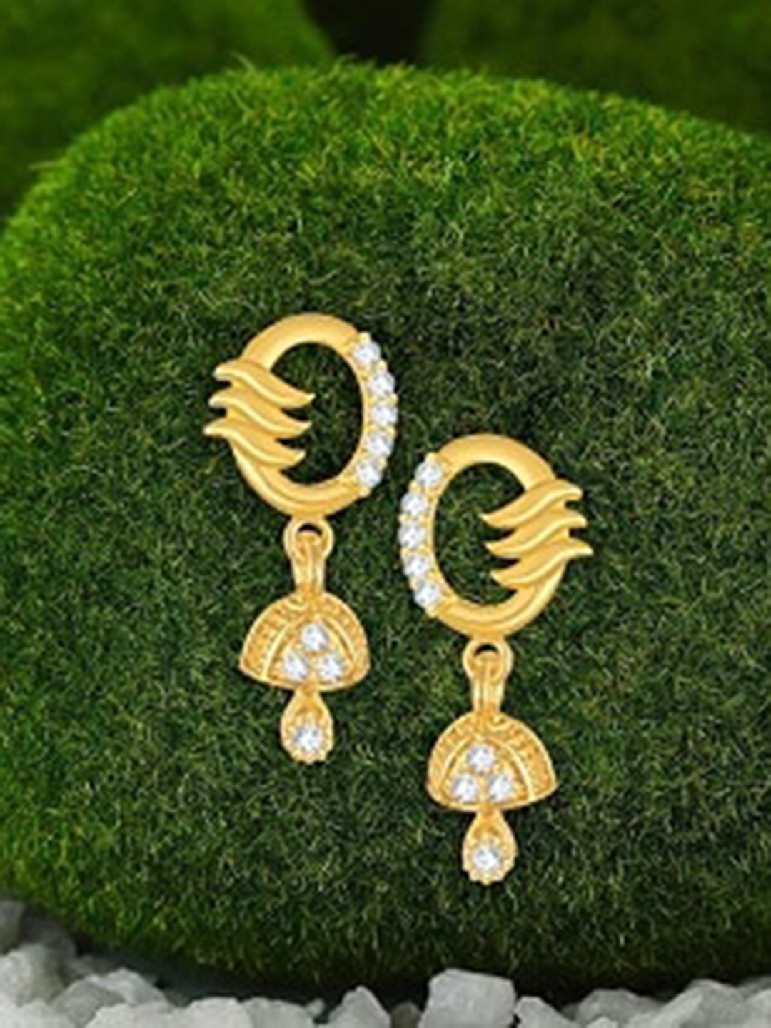 

Vighnaharta Gold-Plated CZ Stone Studded Drop Earrings
