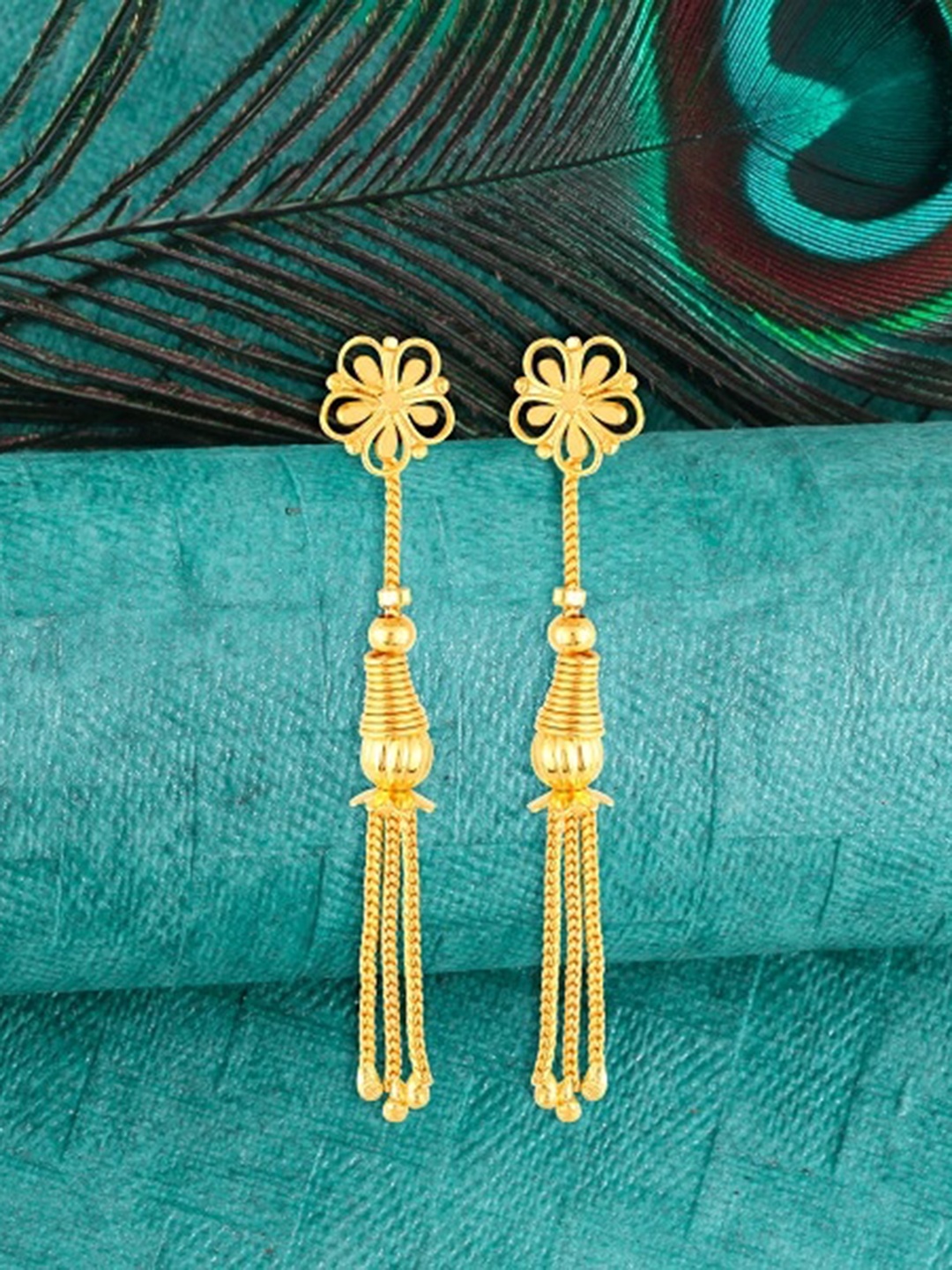 

Vighnaharta Gold-Plated Floal Drop Earrings