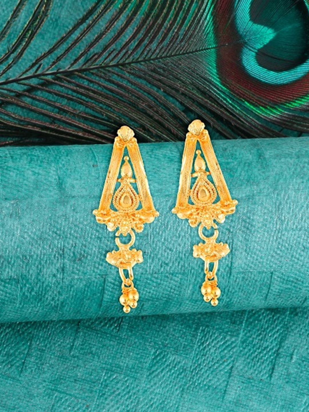 

Vighnaharta Gold-Plated Drop Earrings
