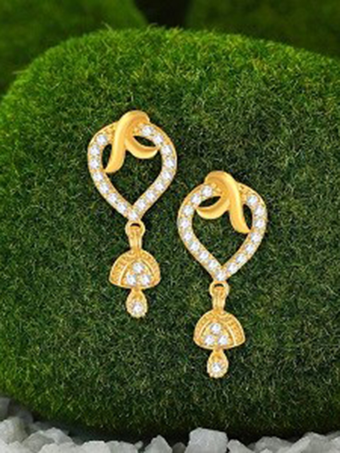 

Vighnaharta Gold-Plated CZ Studded Drop Earrings