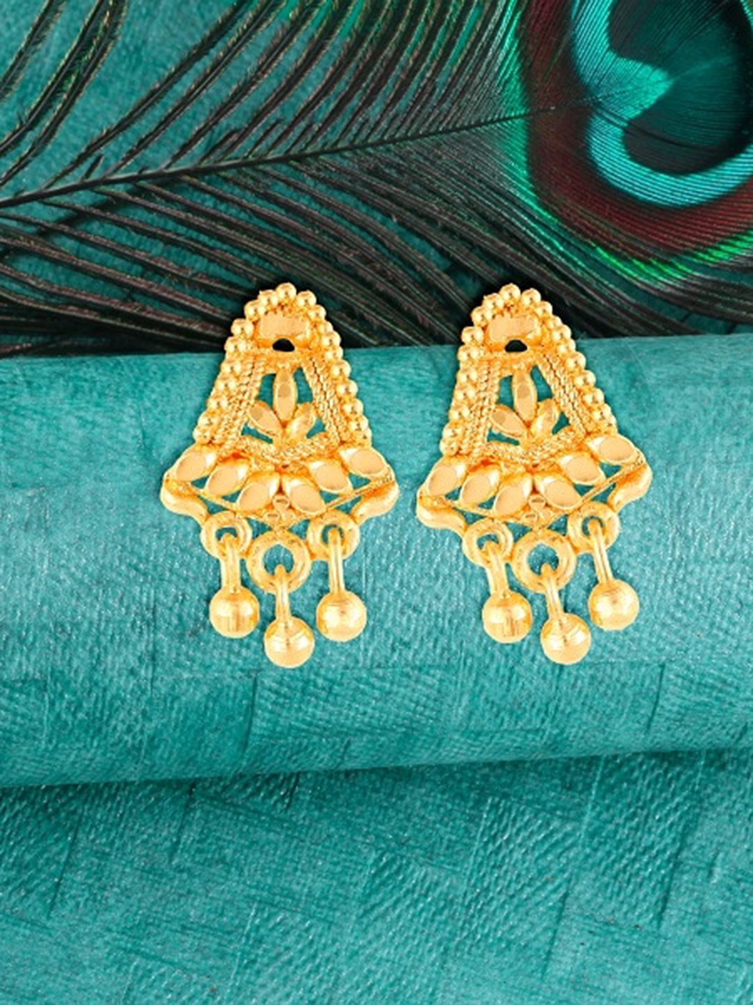 

Vighnaharta Gold-Plated Drop Earrings