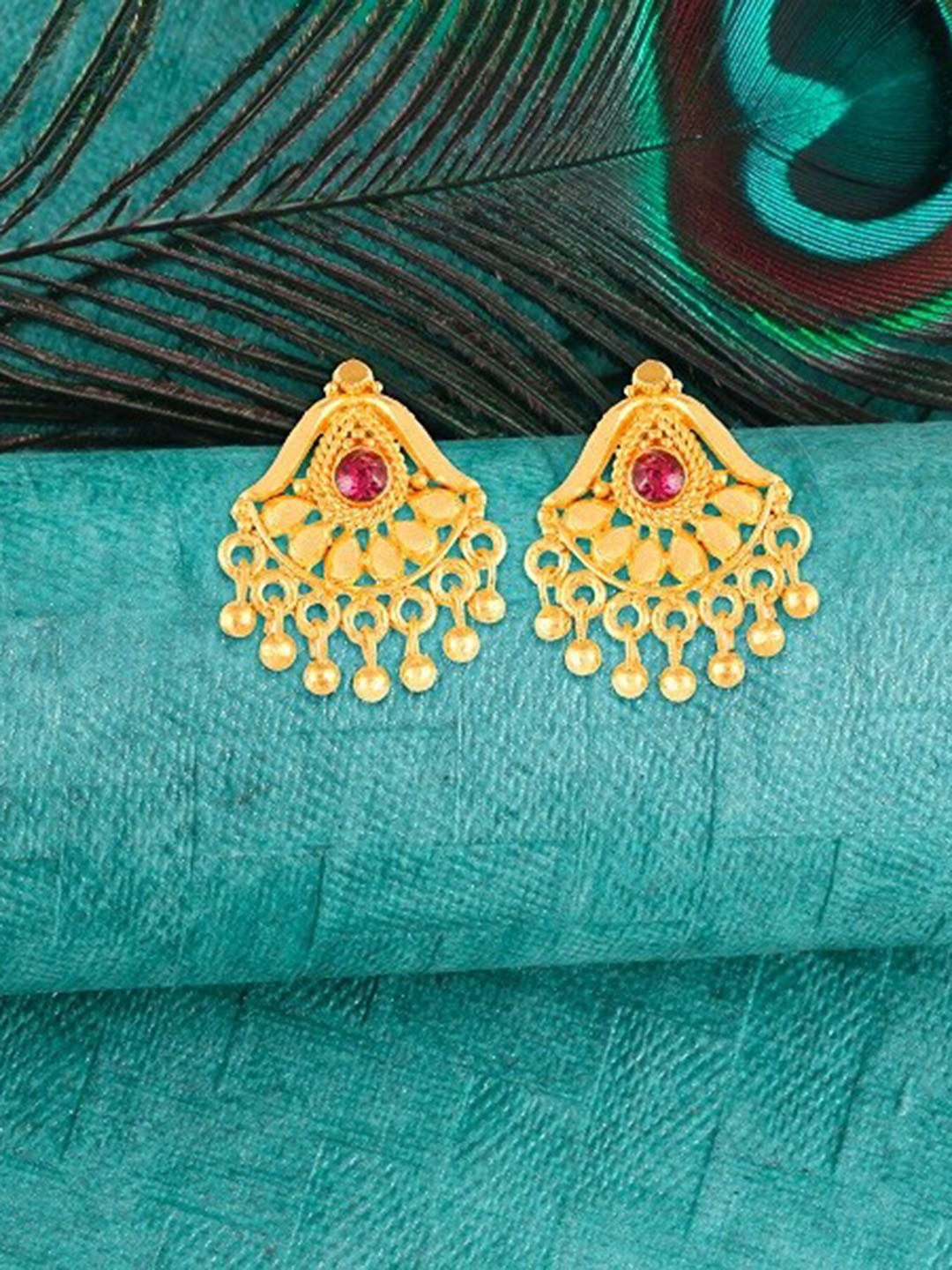 

Vighnaharta Gold-Plated CZ Studded Studs Earrings