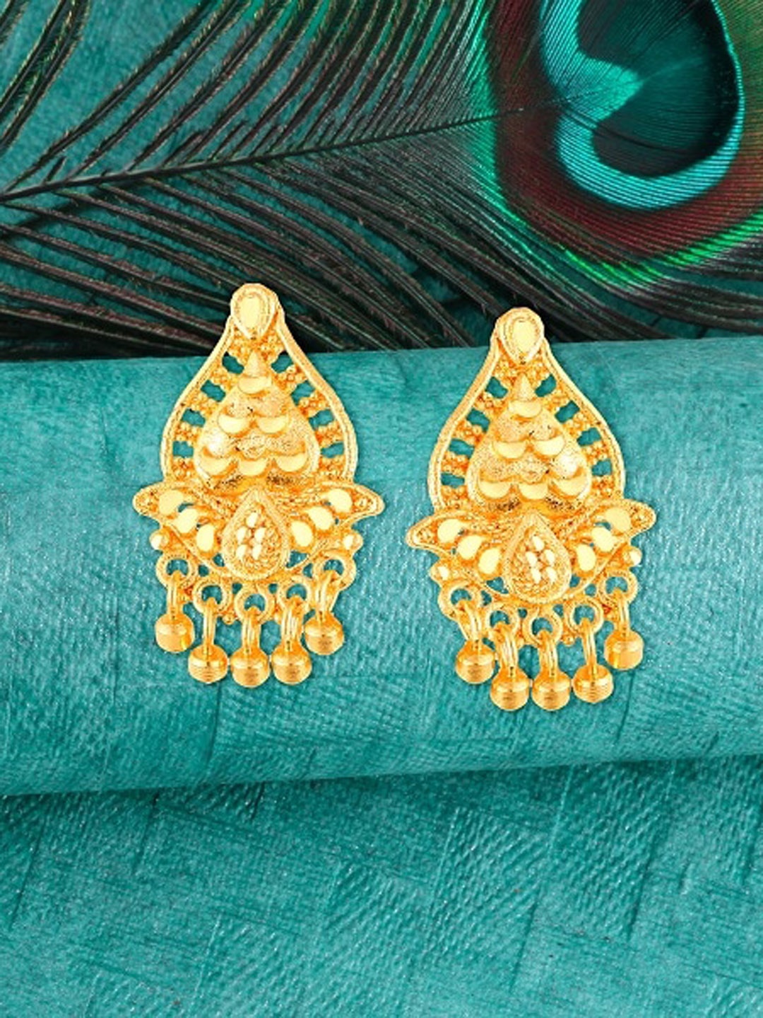 

Vighnaharta Gold-Plated Drop Earrings