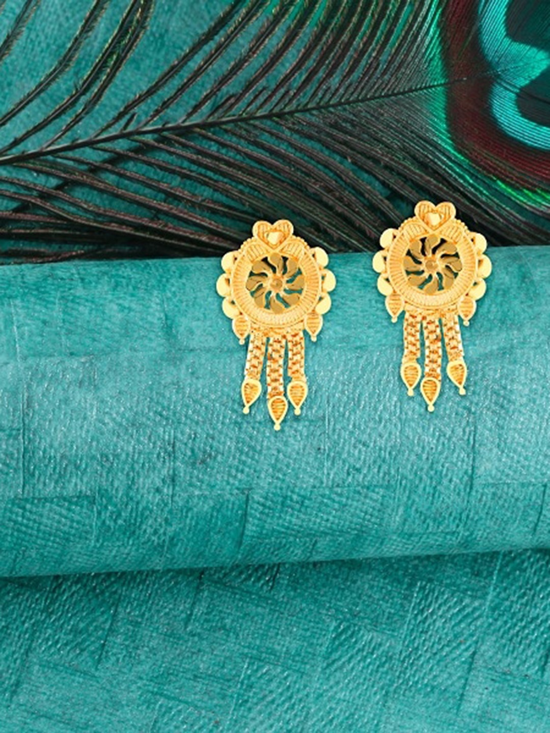 Vighnaharta Gold-Plated Drop Earrings