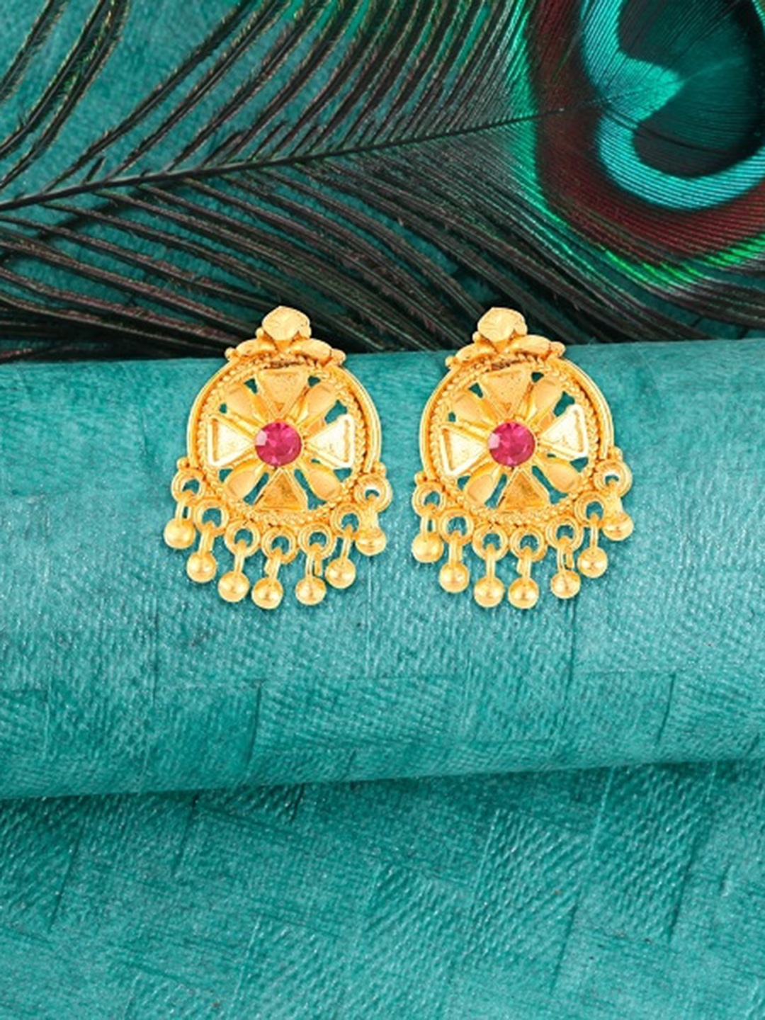 

Vighnaharta Gold-Plated CZ-Studded Drop Earrings