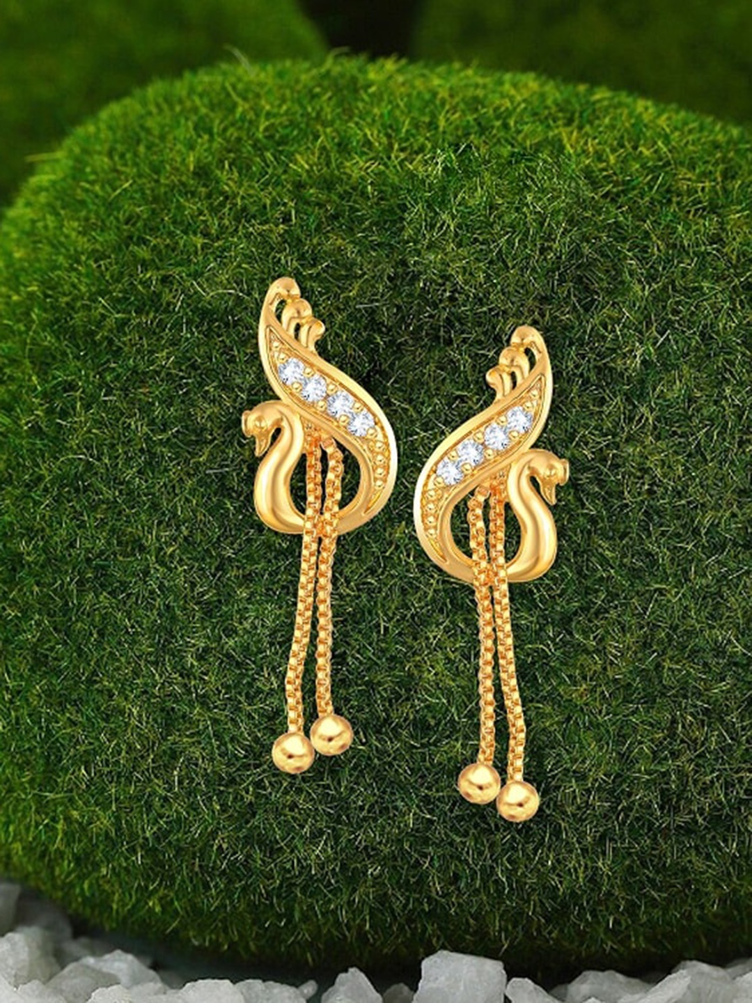 

Vighnaharta Leaf Shaped Drop Earrings, Gold