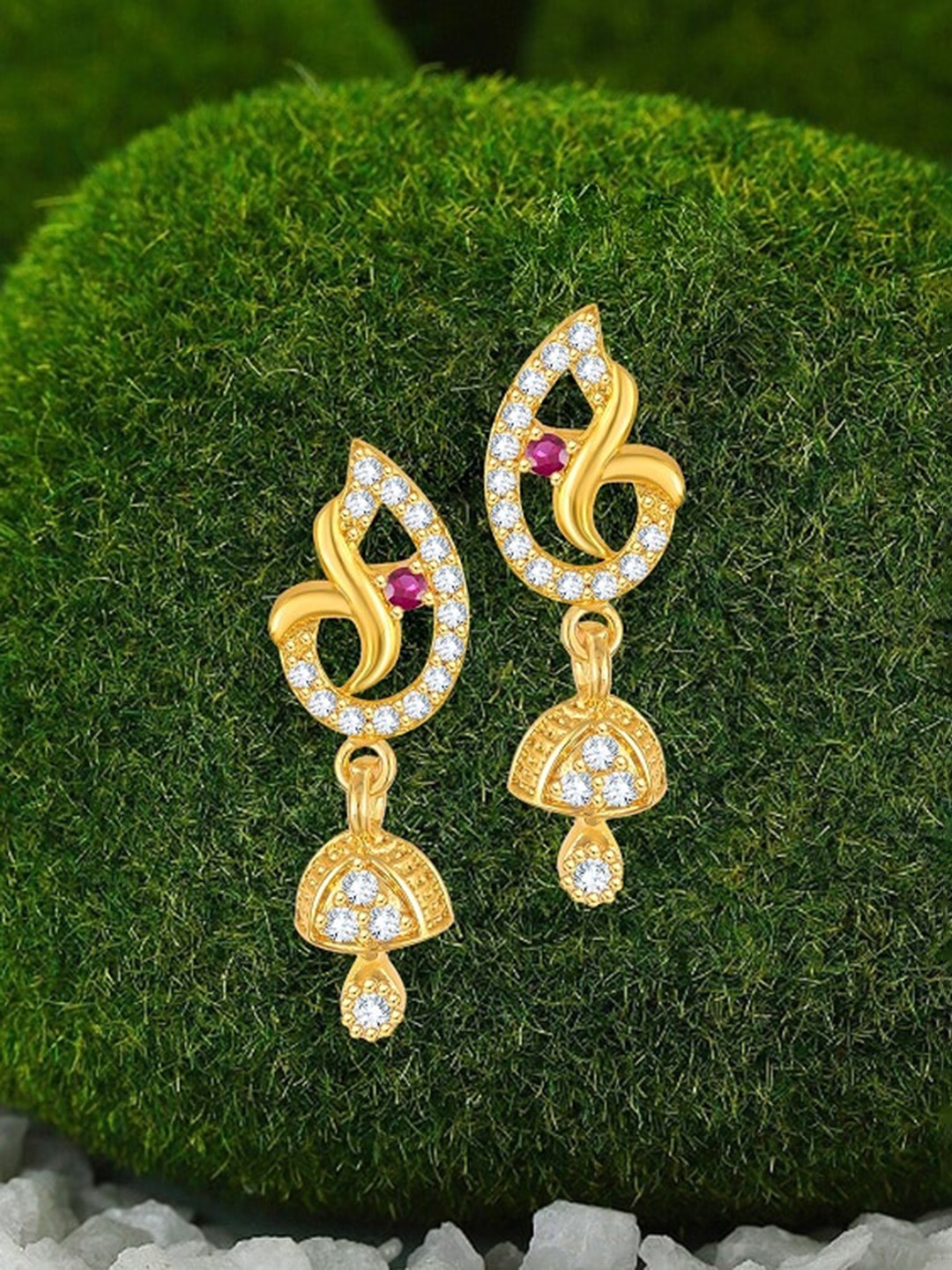 

Vighnaharta Gold-Plated Leaf Shaped Drop Earrings
