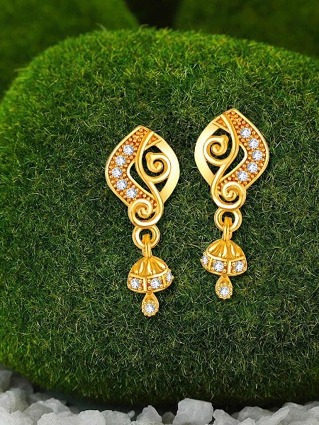 

Vighnaharta Gold-Plated CZ-Studded Drop Earrings