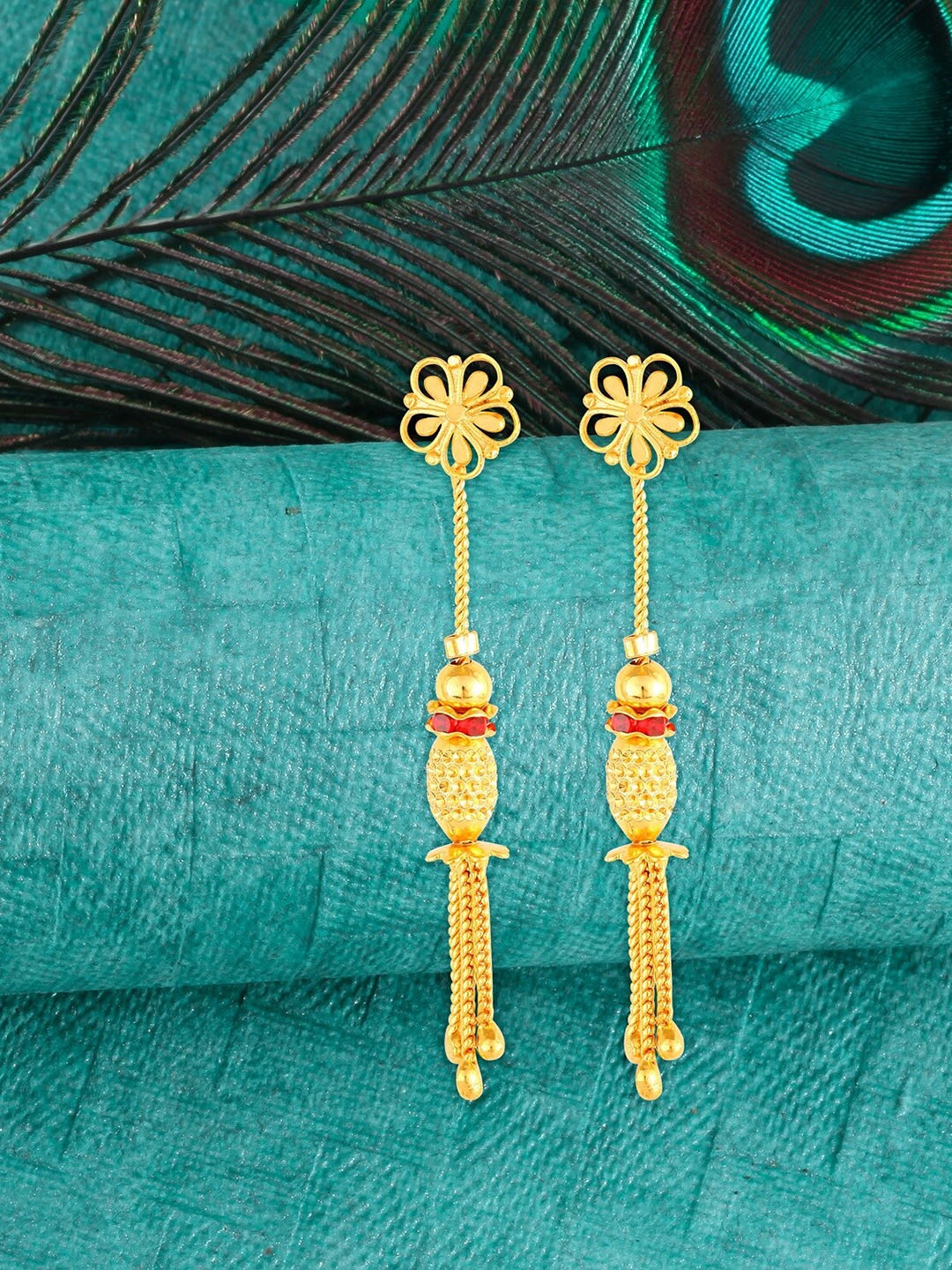 

Vighnaharta Gold-Plated Drop Earrings