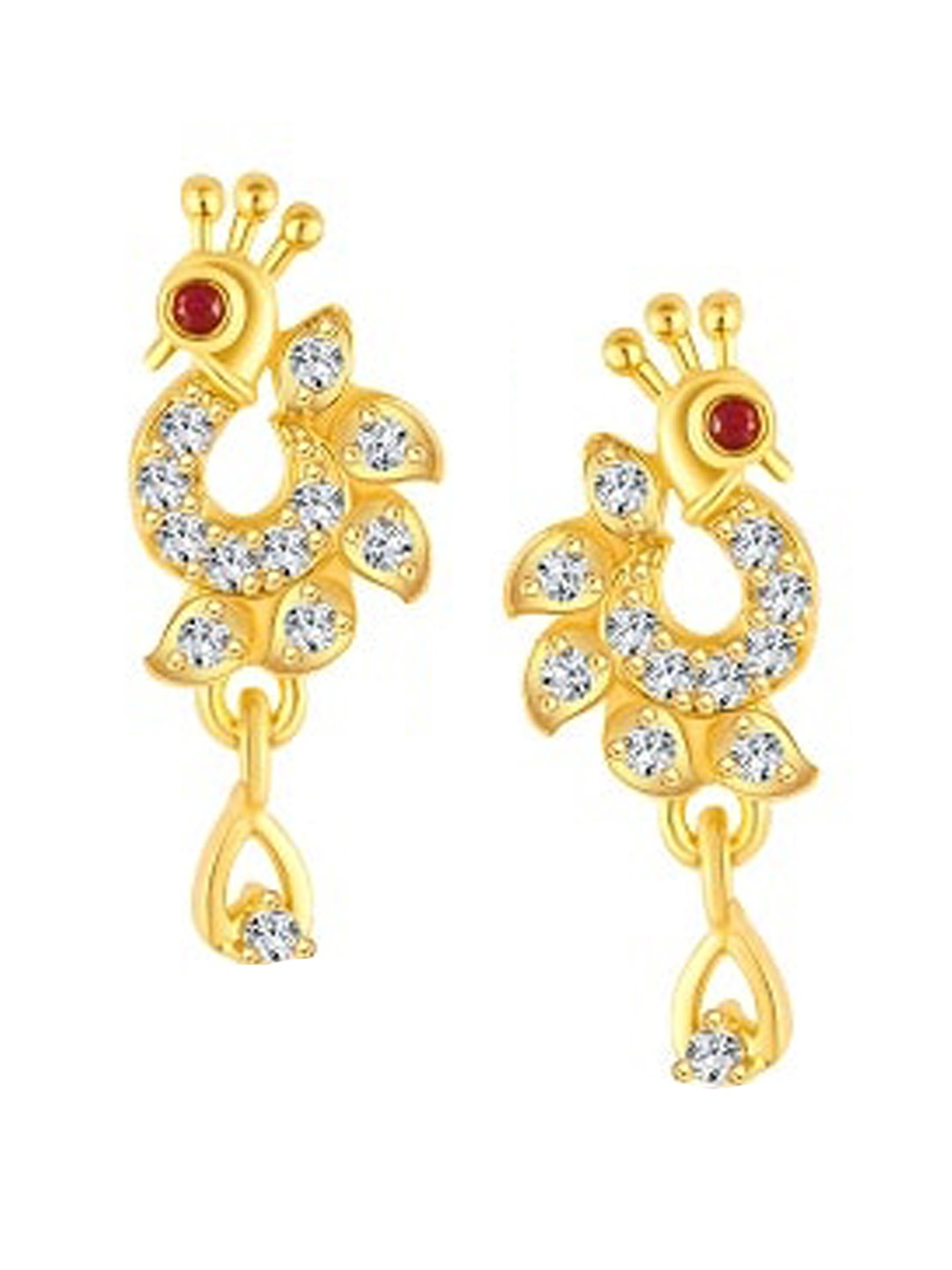 

Vighnaharta Gold-Plated Leaf Shaped Drop Earrings