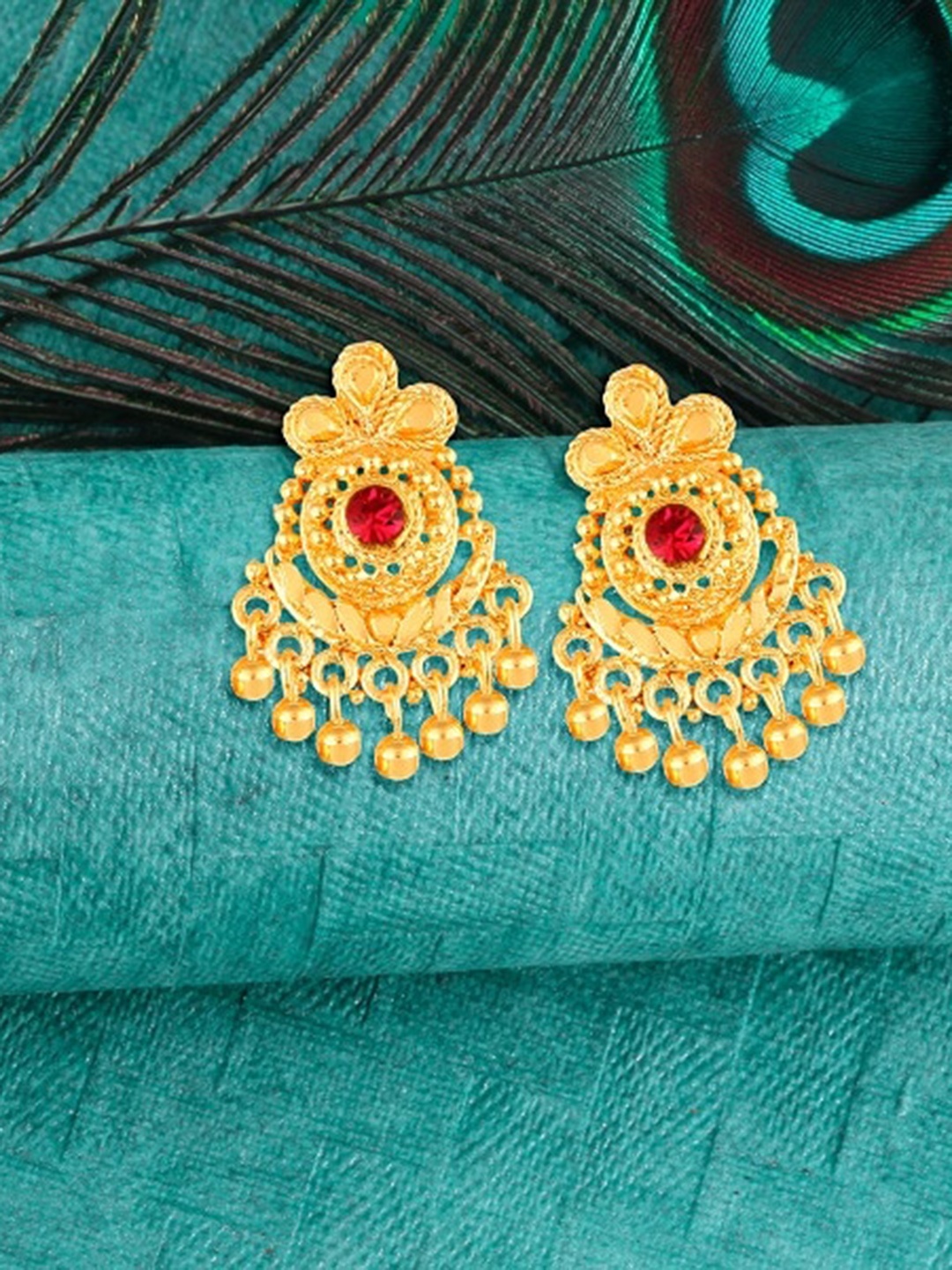 

Vighnaharta Gold-Plated CZ-Studded Chandbalis Earrings