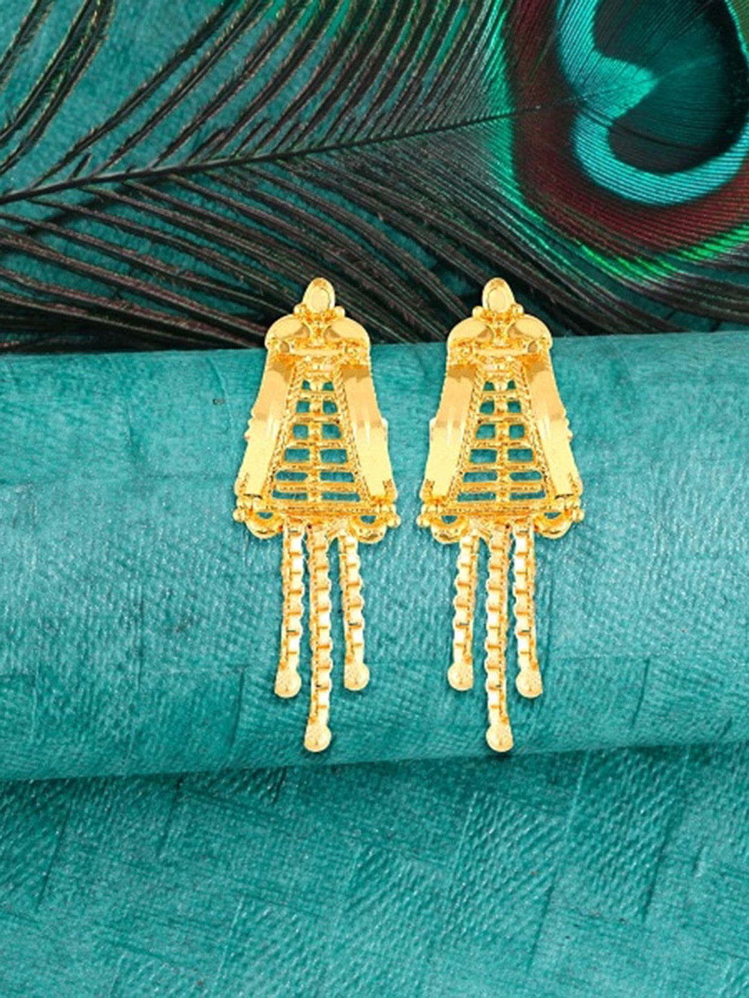 

Vighnaharta Gold-Plated Drop Earrings