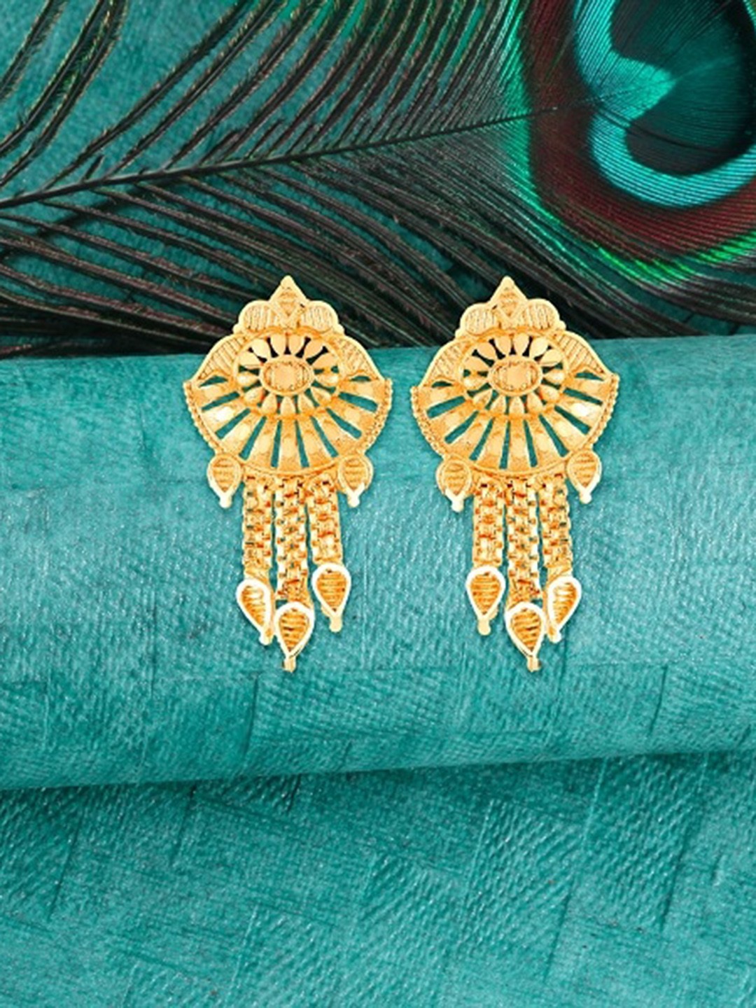 

Vighnaharta Gold-Plated Drop Earrings