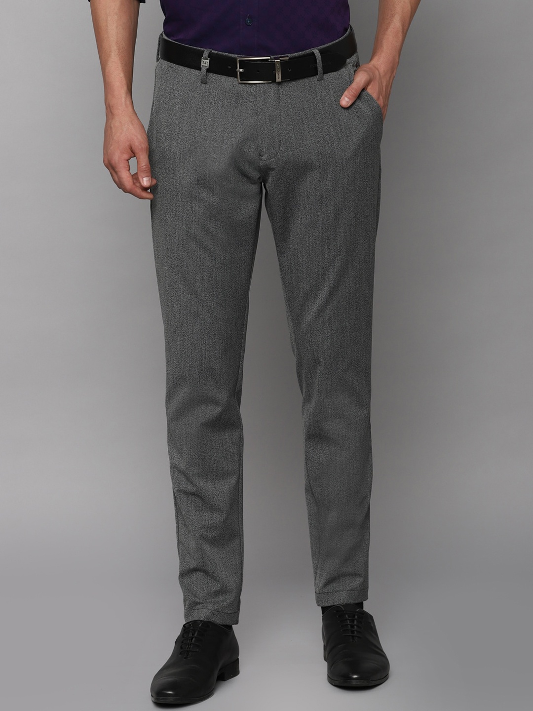 

Louis Philippe Sport Textured Slim Fit Formal Trousers, Grey