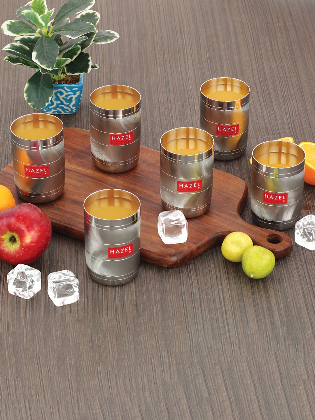 

HAZEL 6-Pcs Stainless Steel Water Glasses - 350 ML Each, Silver