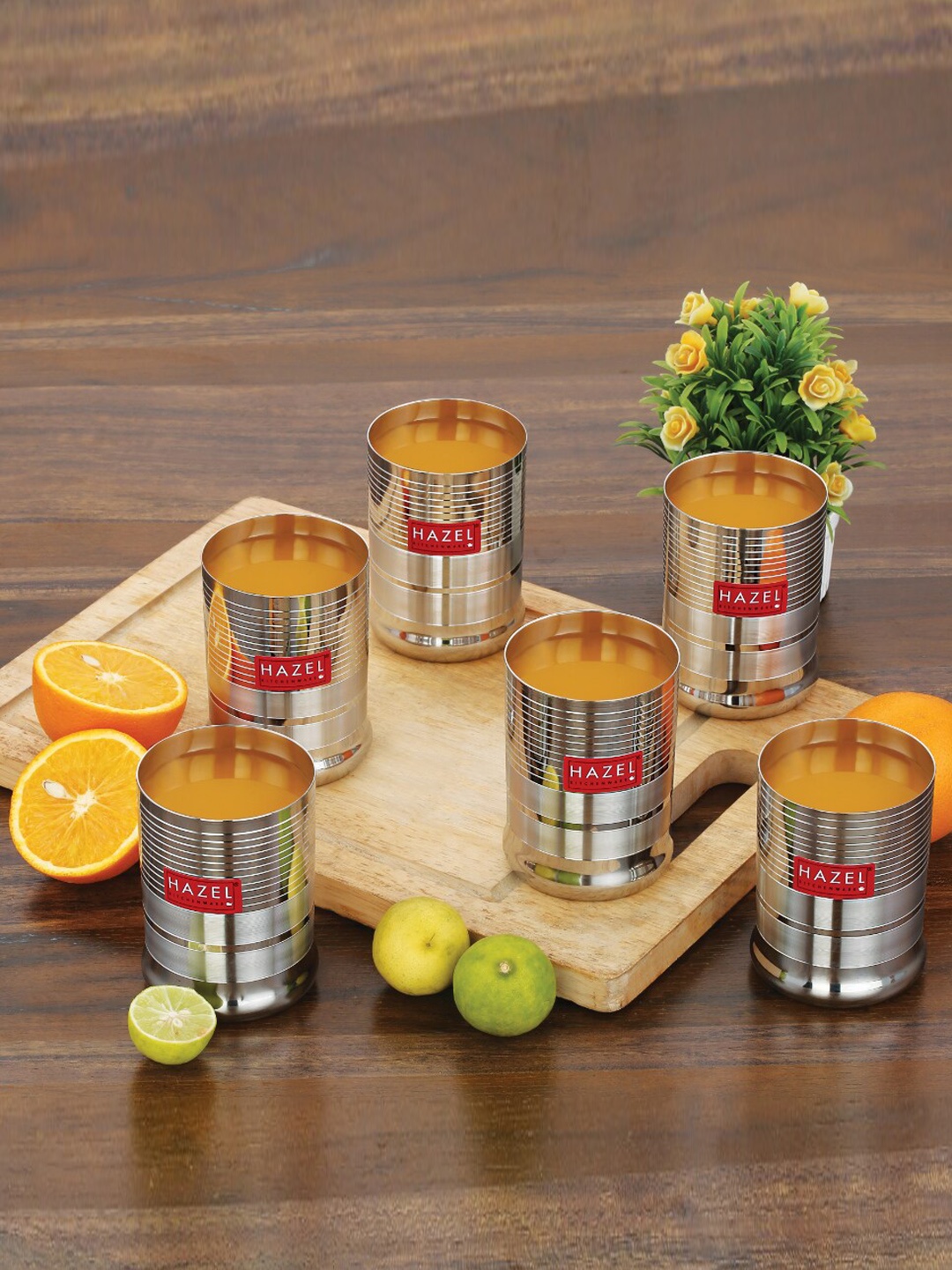 

HAZEL Silver-Toned 6-Pieces Stainless Steel Water Glass 350ml Each