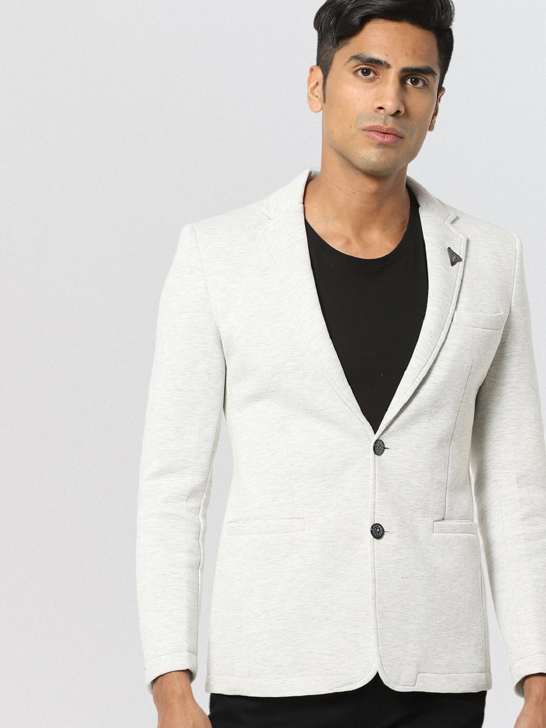 

Fort Collins Notched Lapel Single Breasted Blazer, Off white