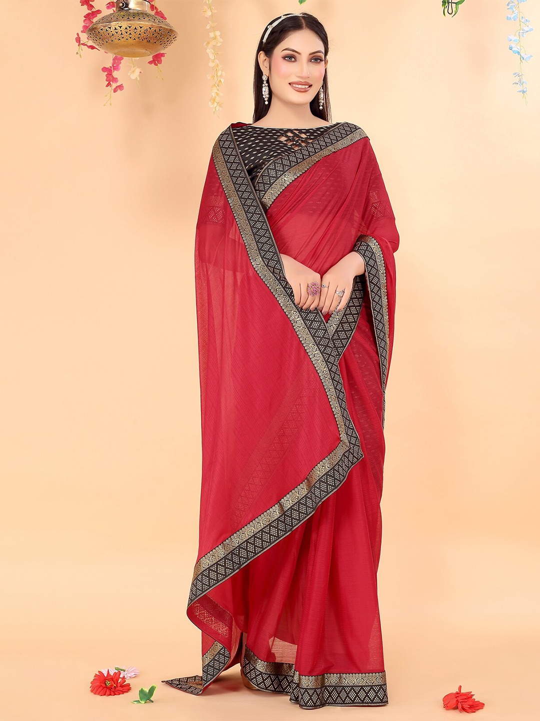 

SAADHVI Woven design Border Art Silk Saree, Maroon