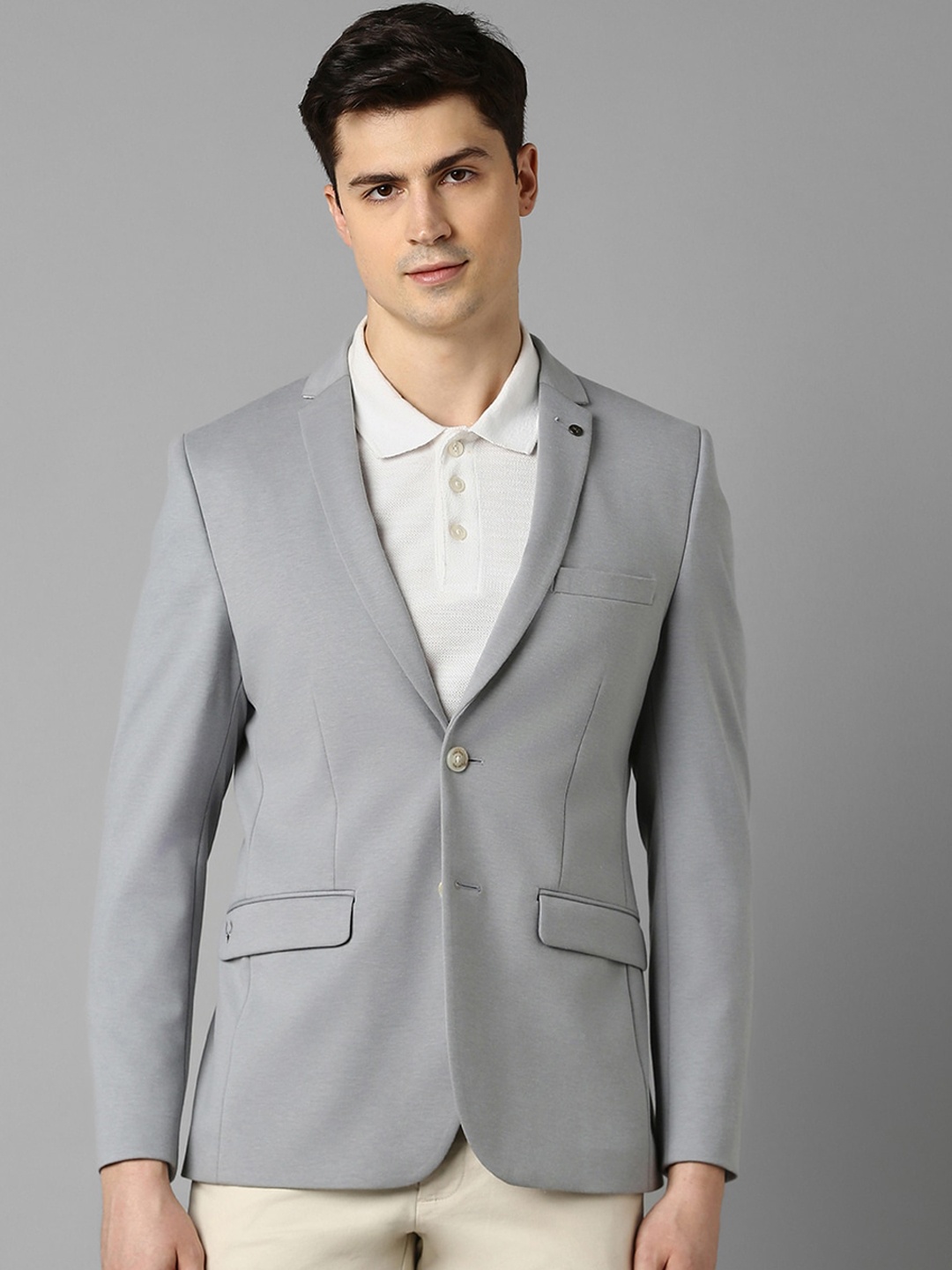 

Allen Solly Single-Breasted Slim-Fit Blazer, Grey