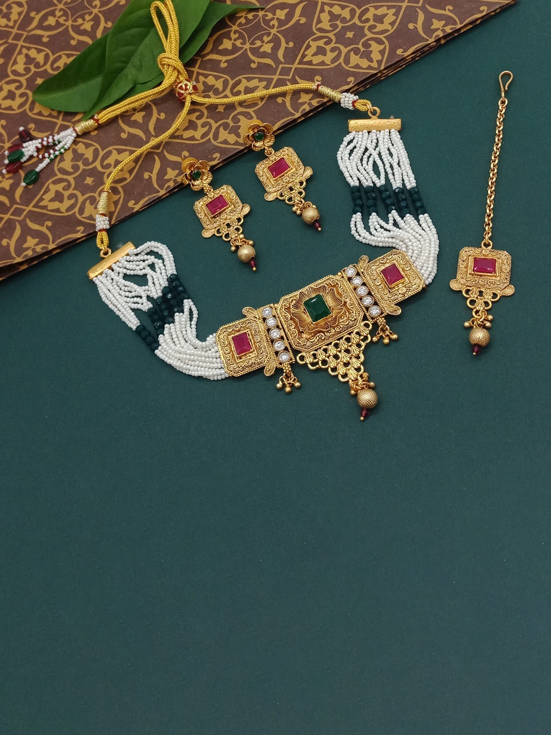 

AASHISH IMITATION Gold-Plated Beaded Jewellery Set